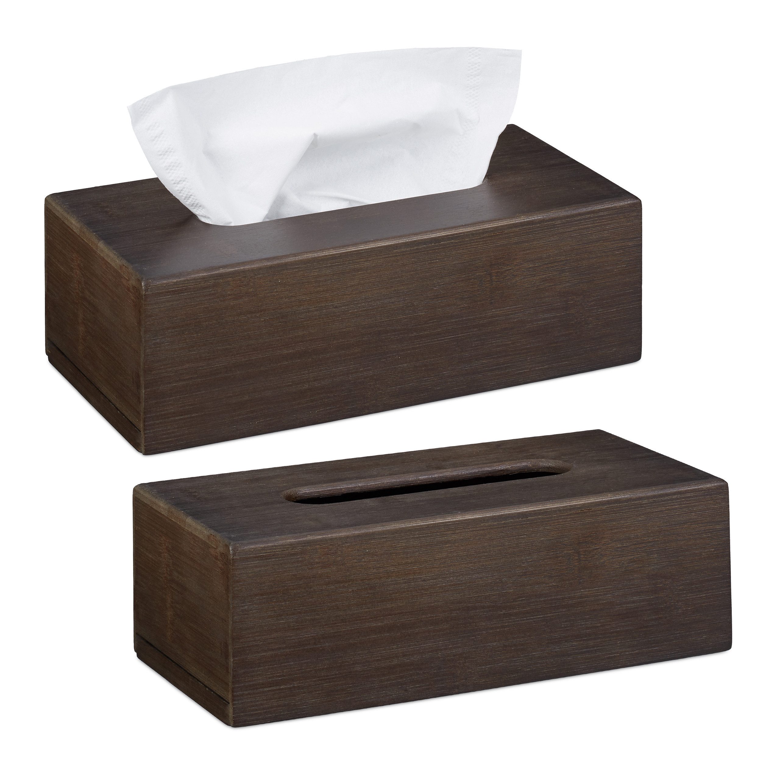 relaxdays Kosmetikbox 2 x Bambus Tücherbox günstig online kaufen
