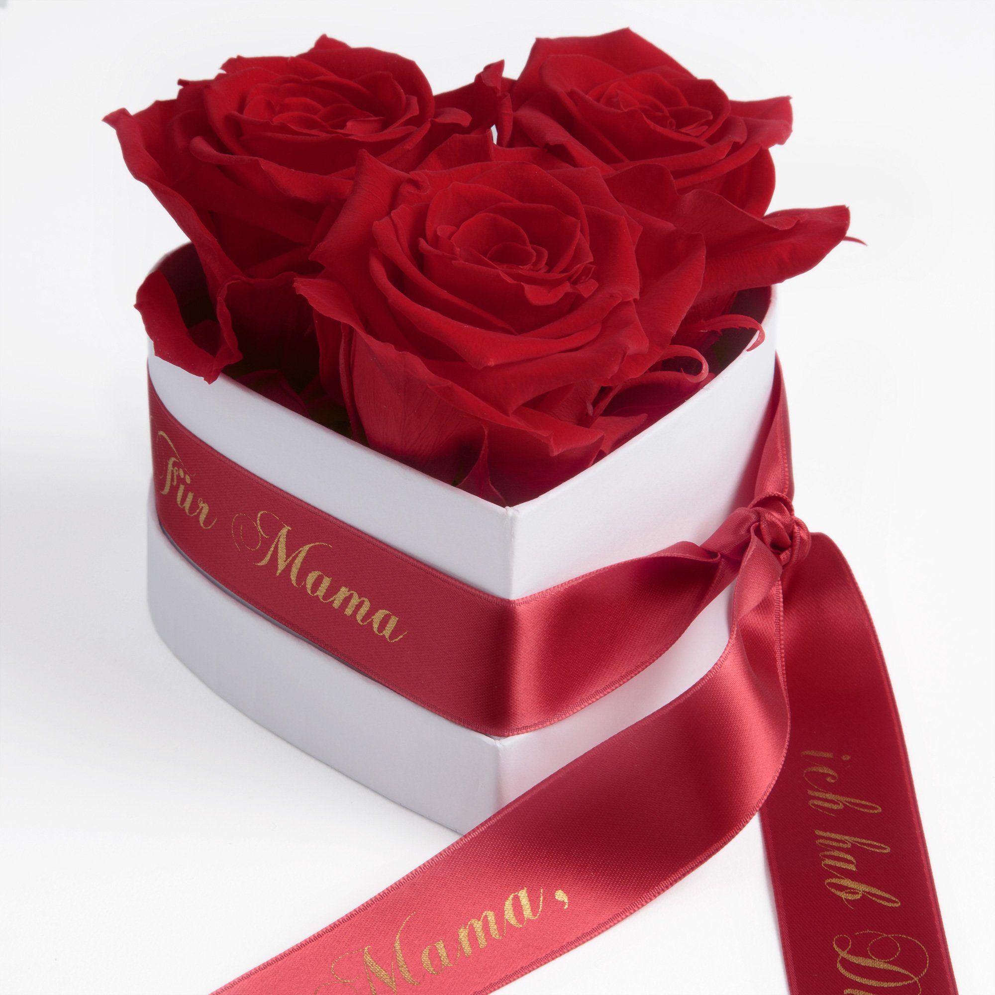 Kunstblume Rosenbox Herz 3 infinity Rosen günstig online kaufen