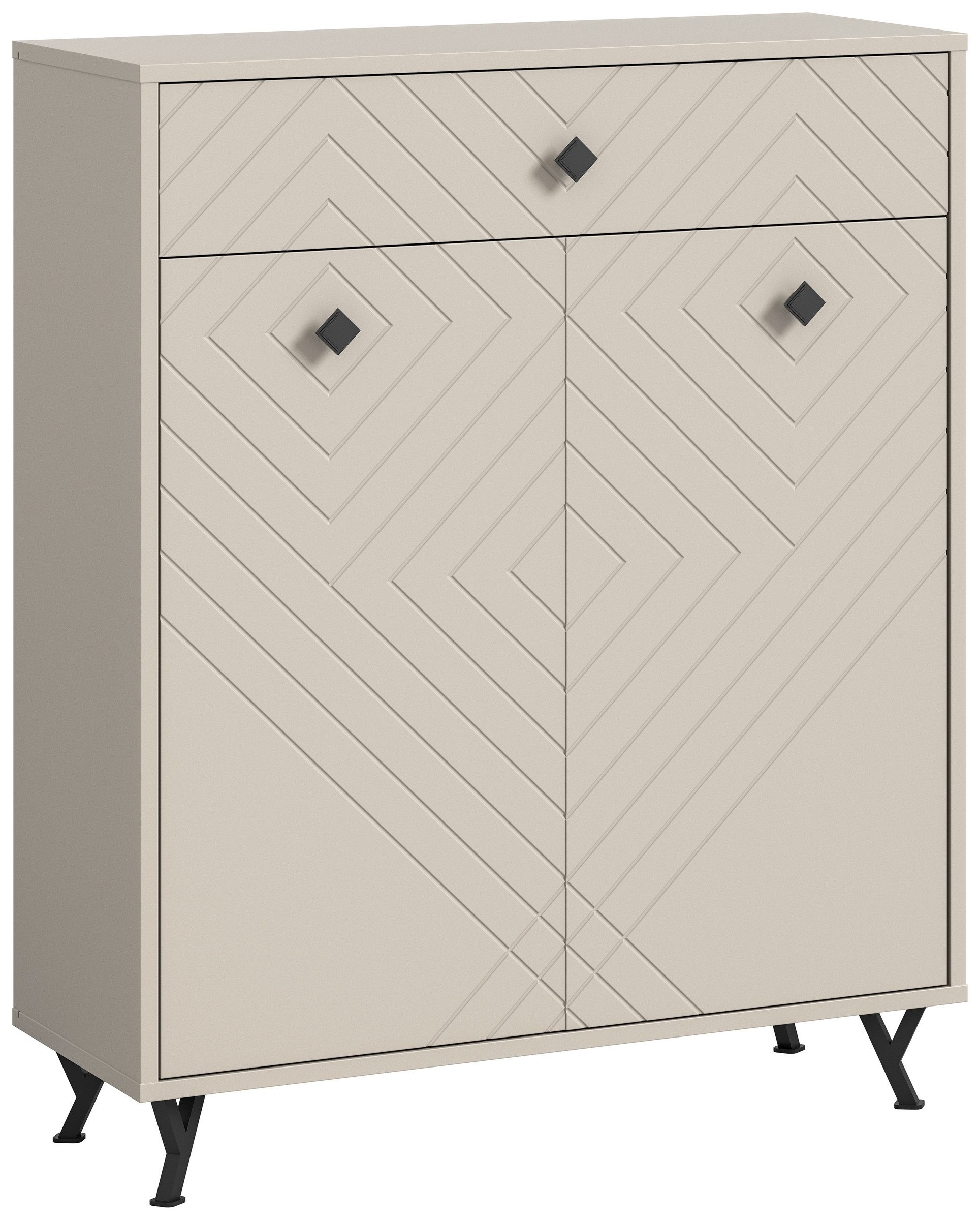 xonox.home Schuhkommode in Sandbeige Matt - 80x100x35cm (BxHxT)