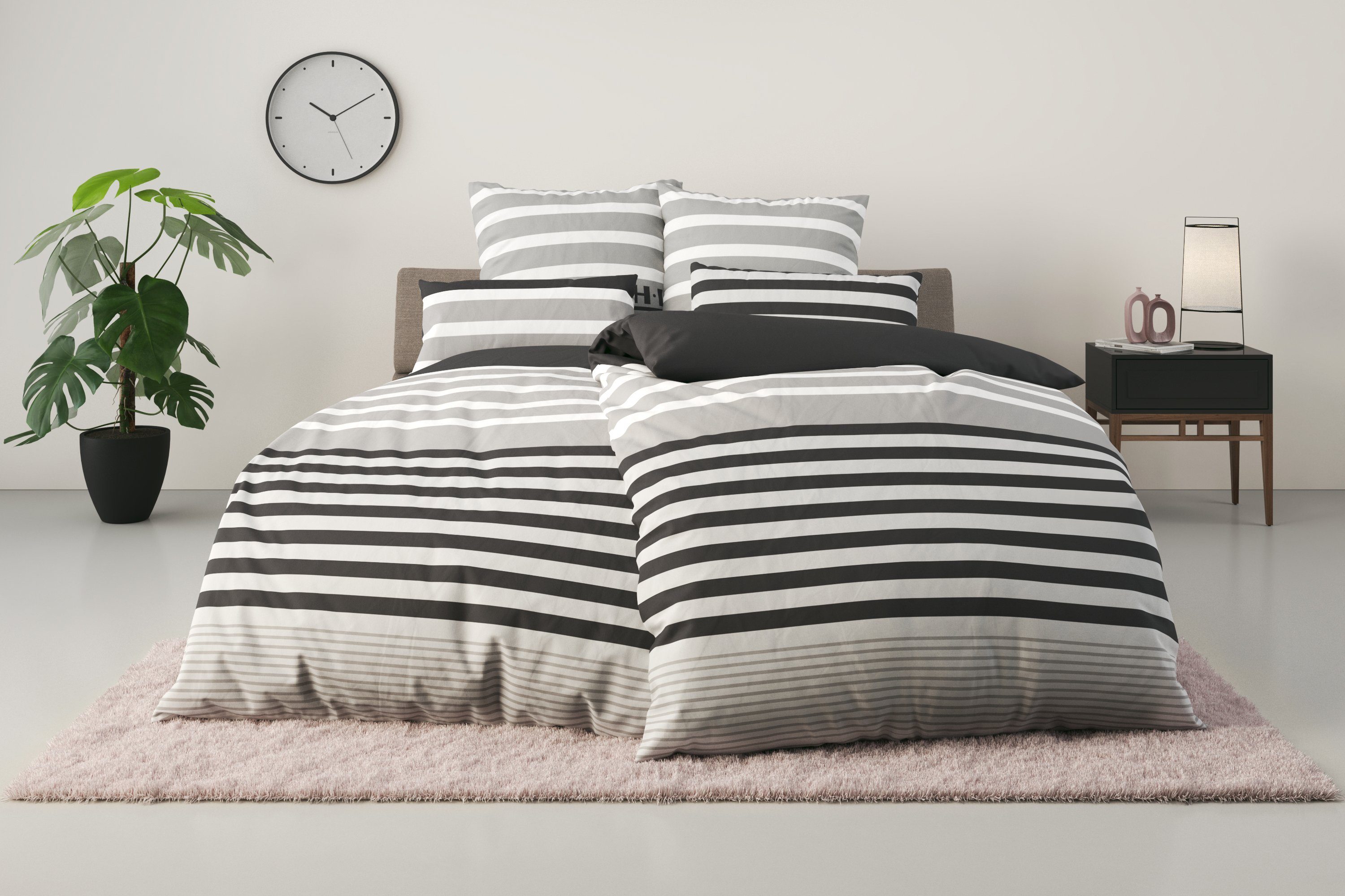 H.I.S Bettwäsche Majoran, Polycotton recycelt, 2 teilig, gestreifte Bettwäs günstig online kaufen