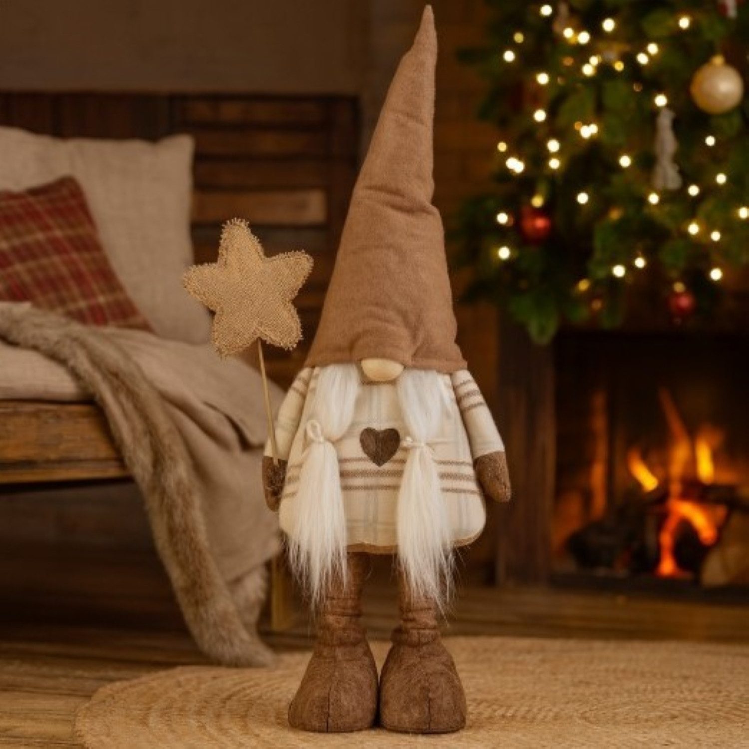 Online-Fuchs Dekofigur süßer Weihnachtswichtel mit großer Zipfelmütze & Tel günstig online kaufen