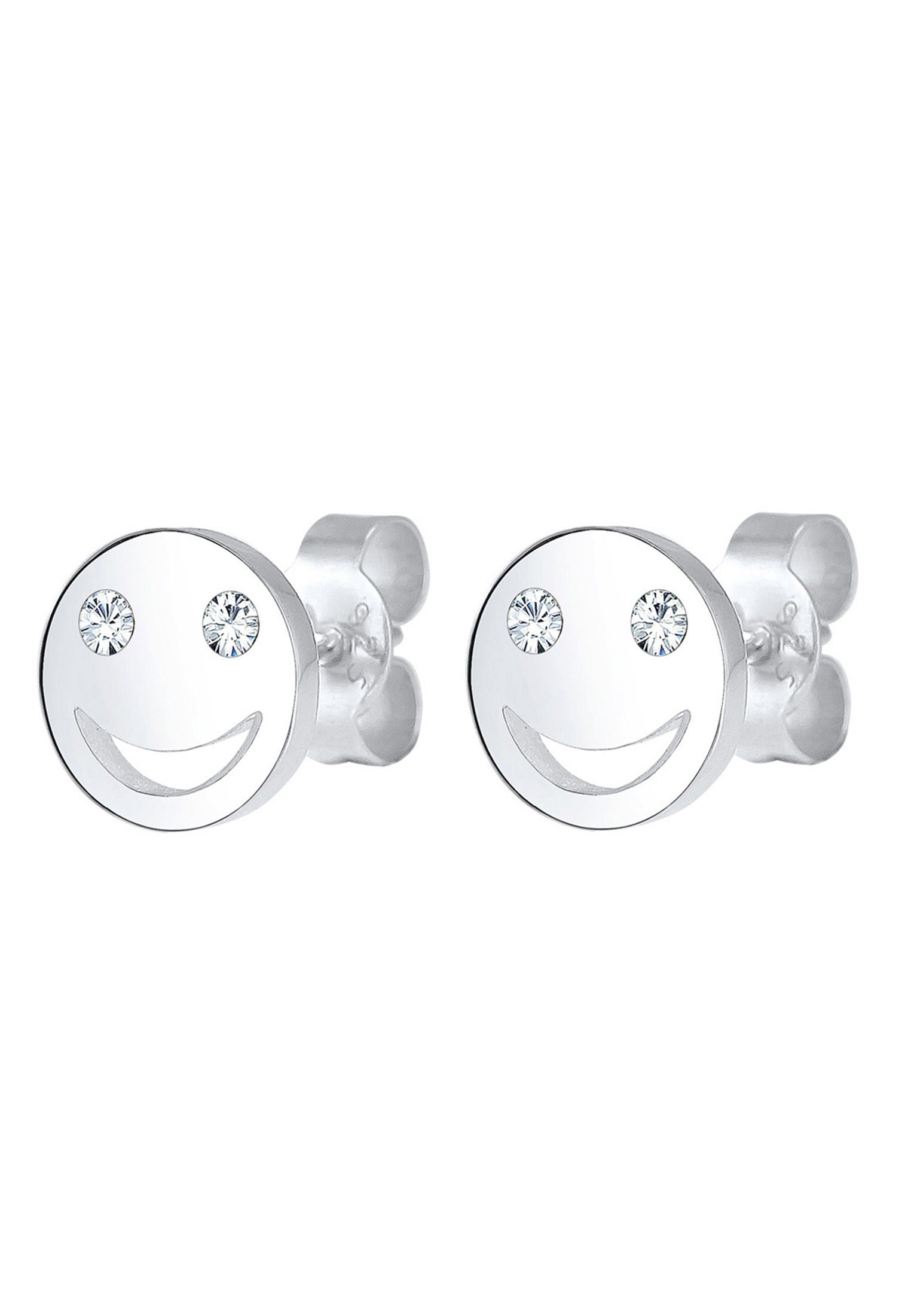 3. Bild von Elli Paar Ohrstecker Smiley Face Emoji Kristalle 925 Silber