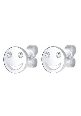 Elli Paar Ohrstecker Smile Face Emoji Kristalle 925 Silber