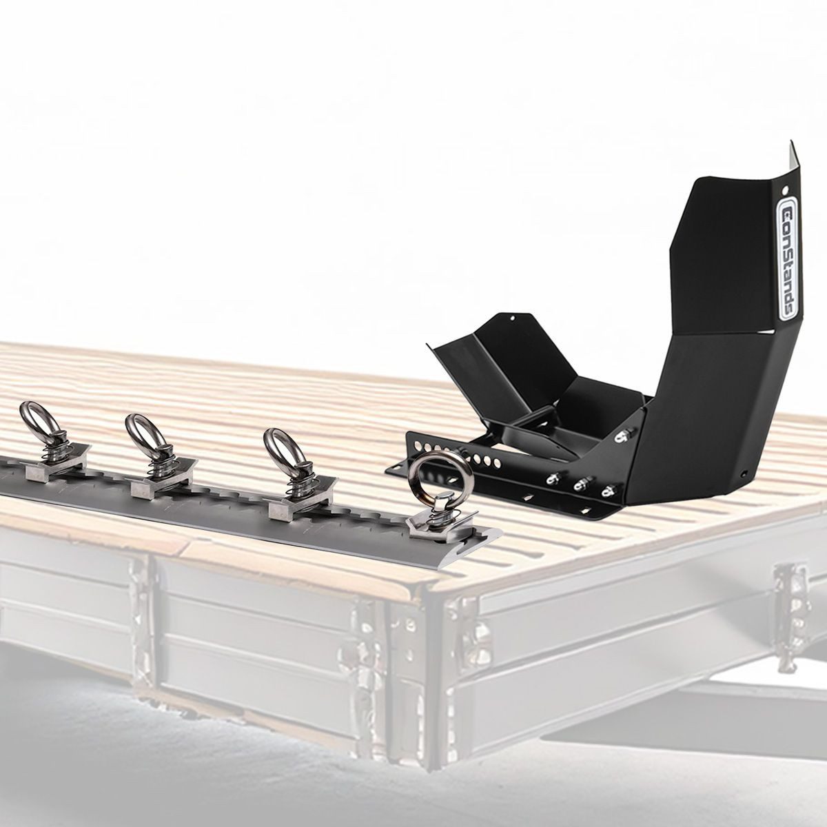 ConStands Motorradheber Transportständer Standschiene Vorderradwippe + Airlineschiene mit 4 En