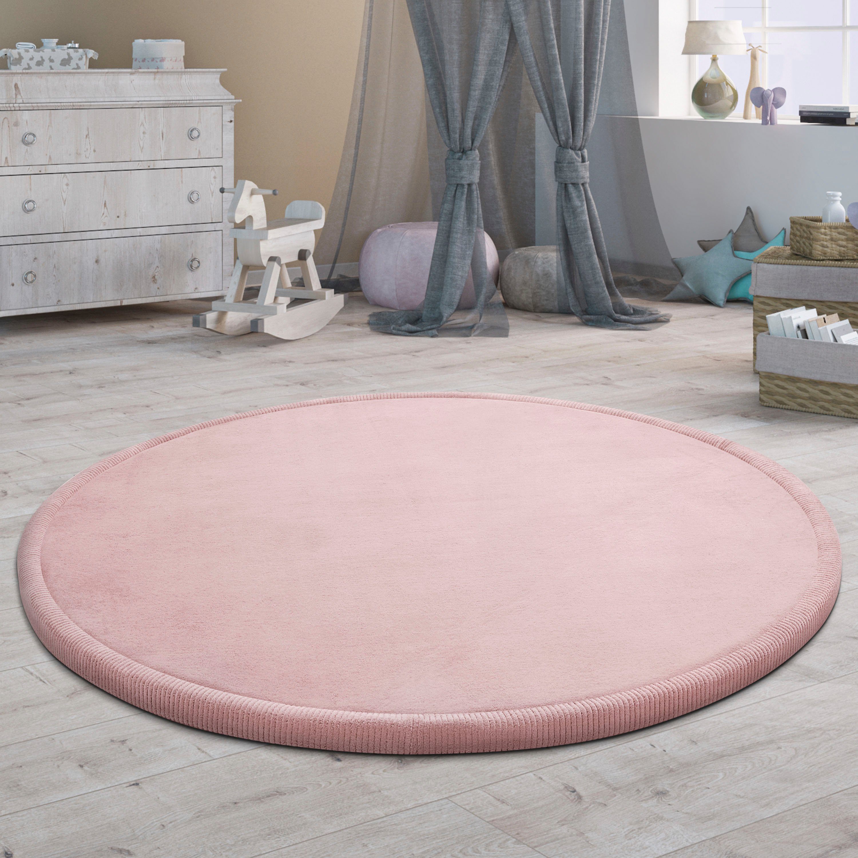 Uni Home, 24 mit waschbar Foam, rund, mm, Teppich Farben, Höhe: 475, Memory pink Tatami Kurzflor, Paco