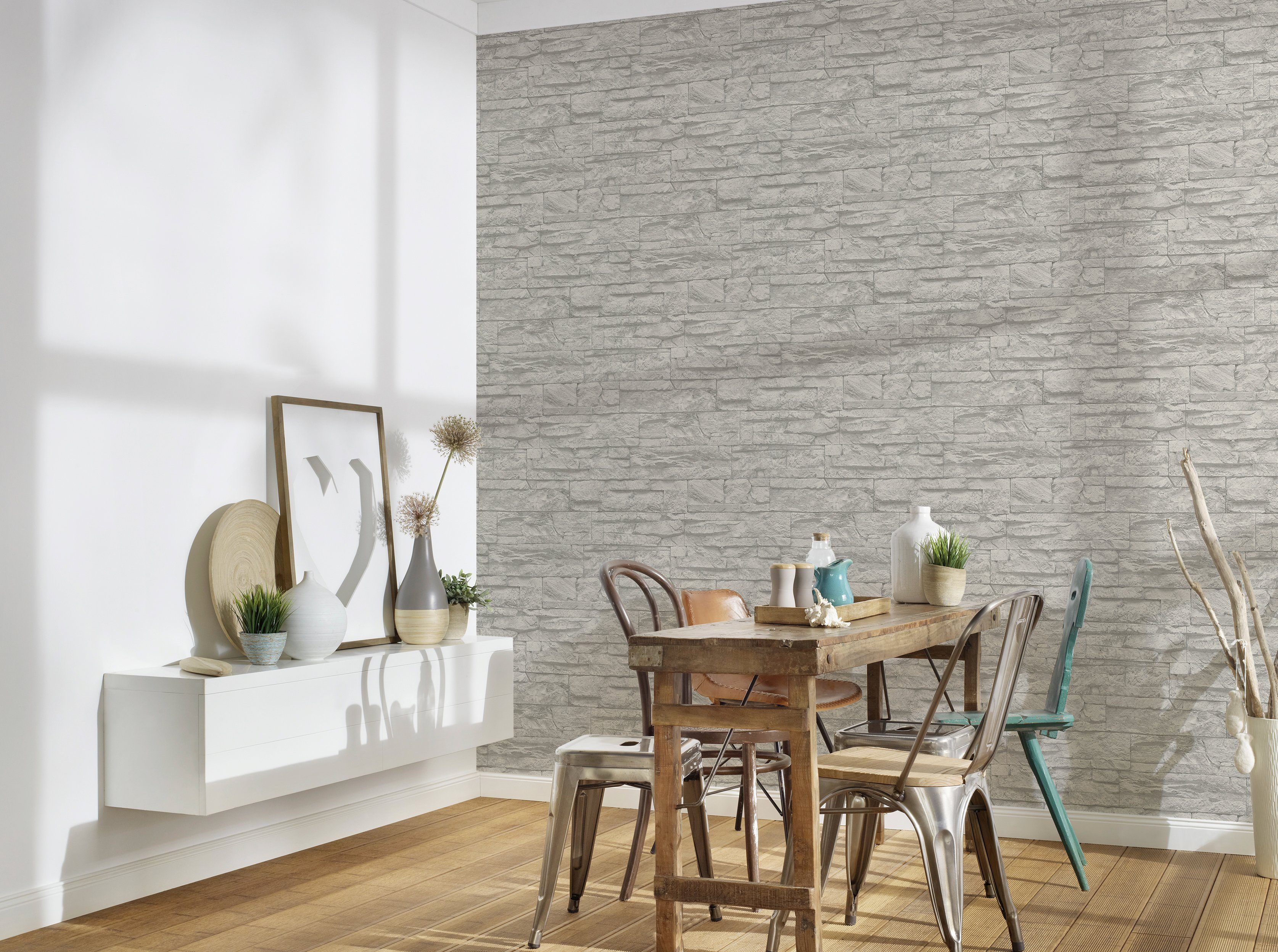 Vinyltapete kieselgrau Edition, Steinoptik, Tapete Stein A.S. 2nd of Modern living Création Stone Best Wood`n walls