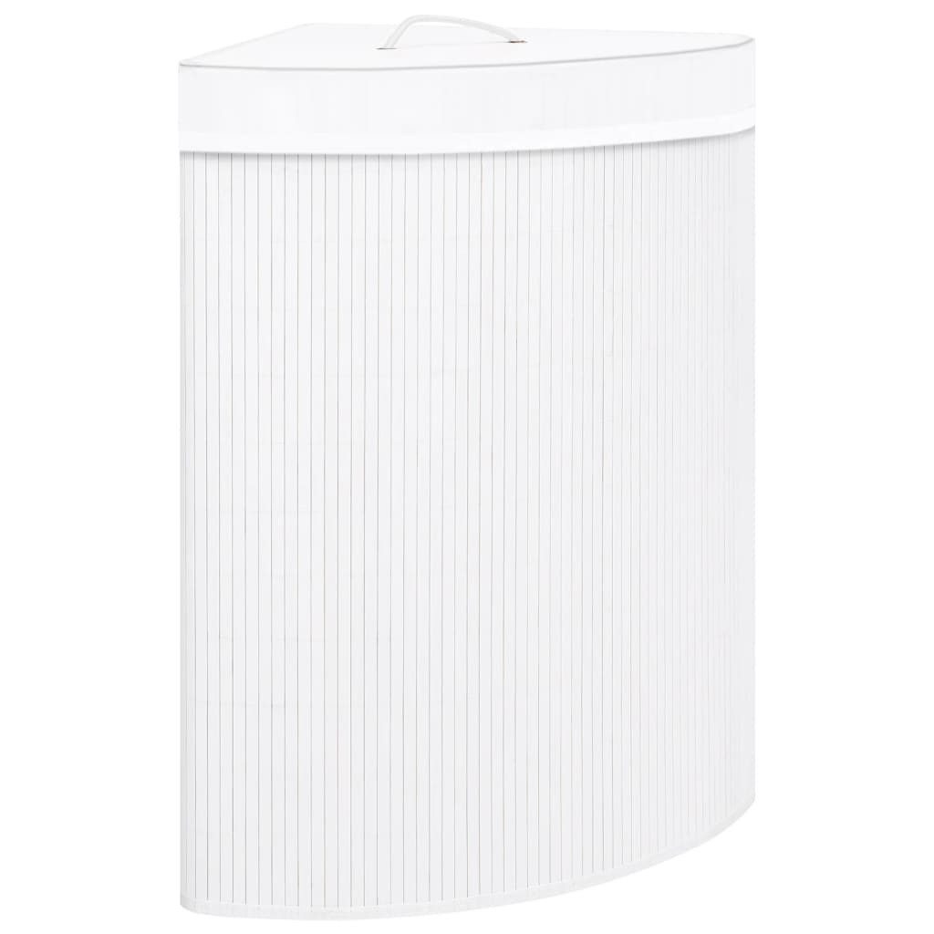 furnicato Wäschekorb Eck-aus Bambus 52,3 x 37 x 65 cm in Weiß (1 St) günstig online kaufen
