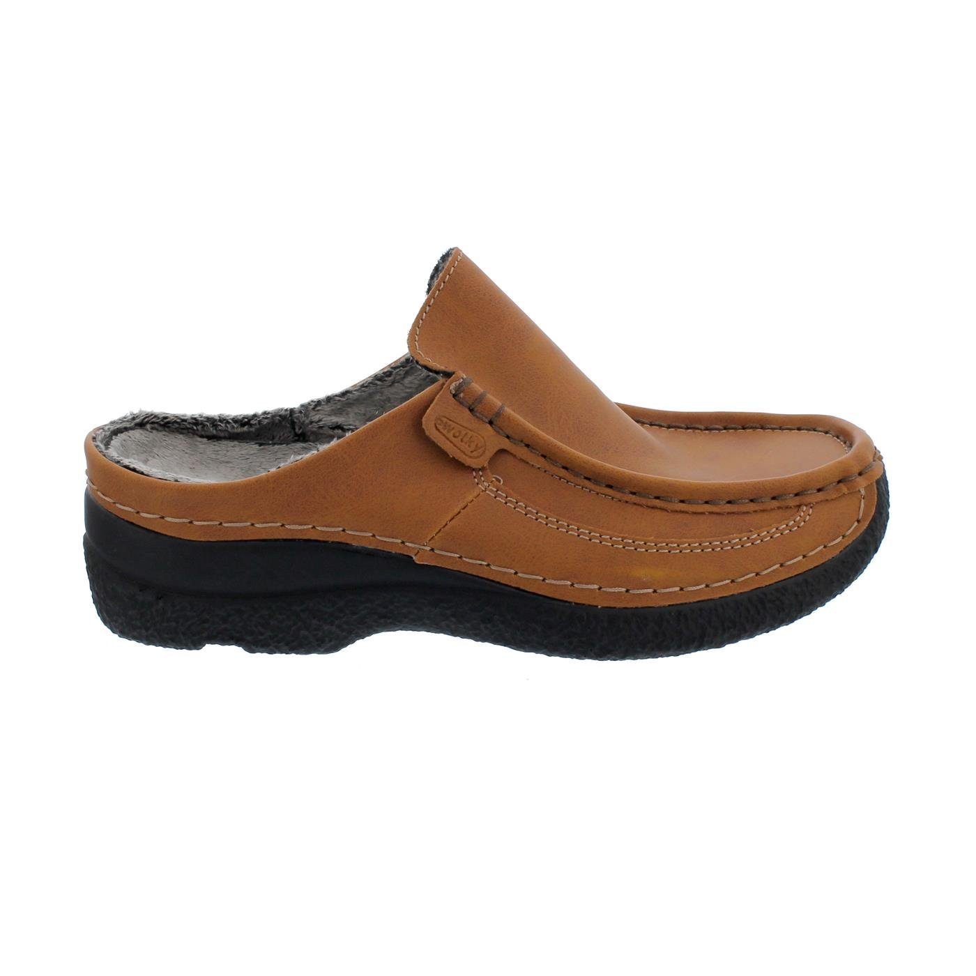 WOLKY ROLL SLIDE Clog, Vegan Pull-Up Vegan, cognac, Wechselfußbett, 0623393 Clog