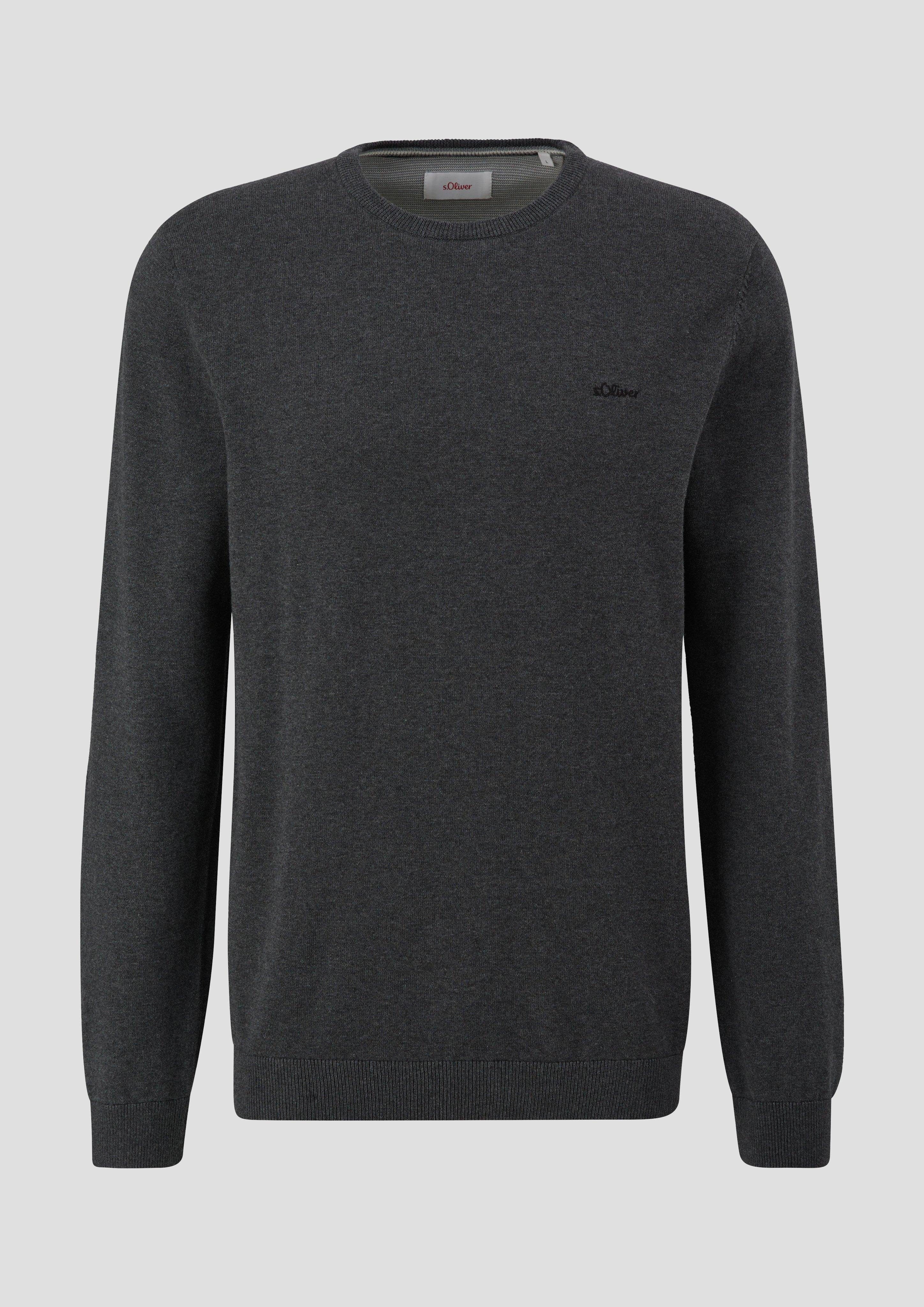 s.Oliver Strickpullover Baumwollpullover mit Logo-Stickerei Logo günstig online kaufen