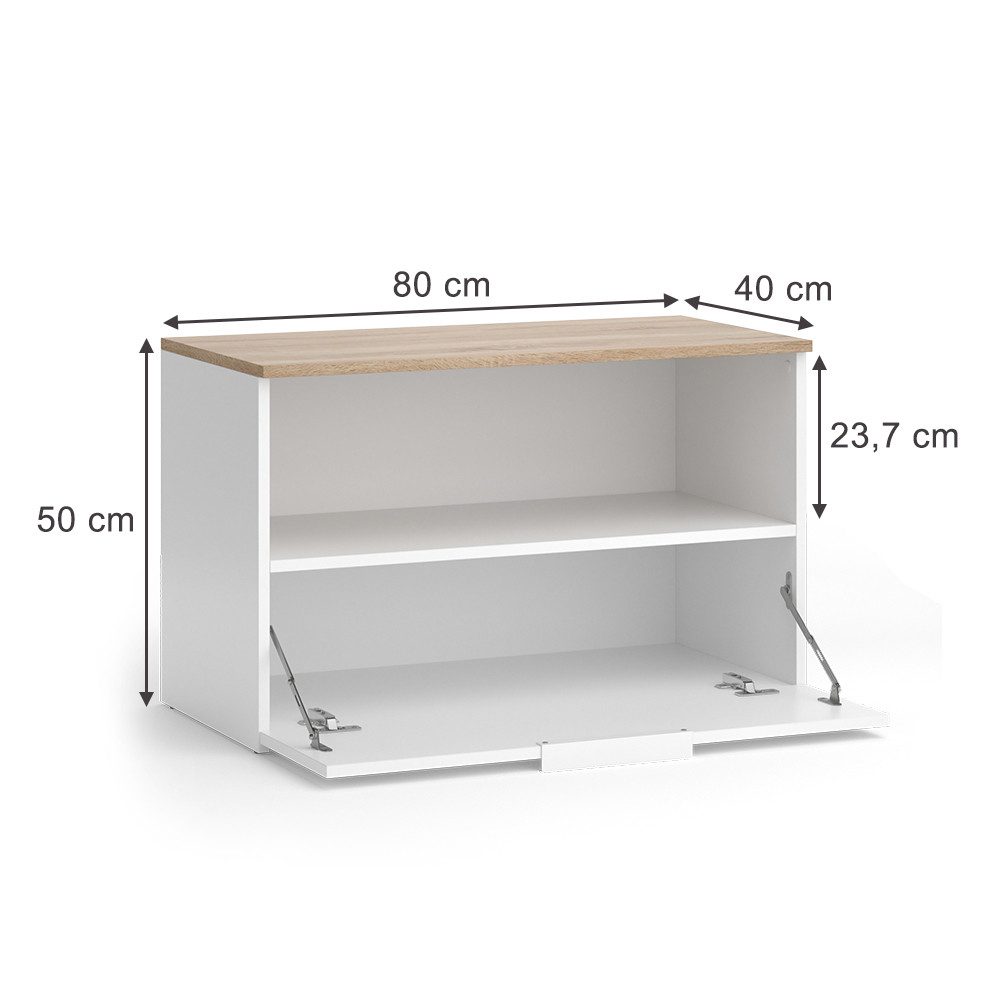 Vicco Highboard Wido, Weiß/Sonoma, 80 x 50 cm mit 1 geschlossenem Fach günstig online kaufen