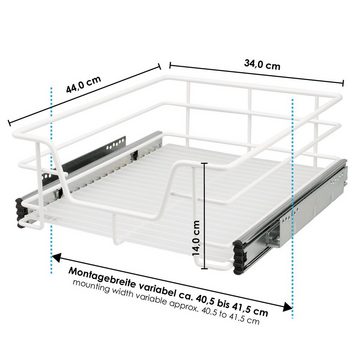 bremermann Schubkasteneinsatz Teleskopschublade für 45 cm Schrank mit Einlegeboden Küchenschublade