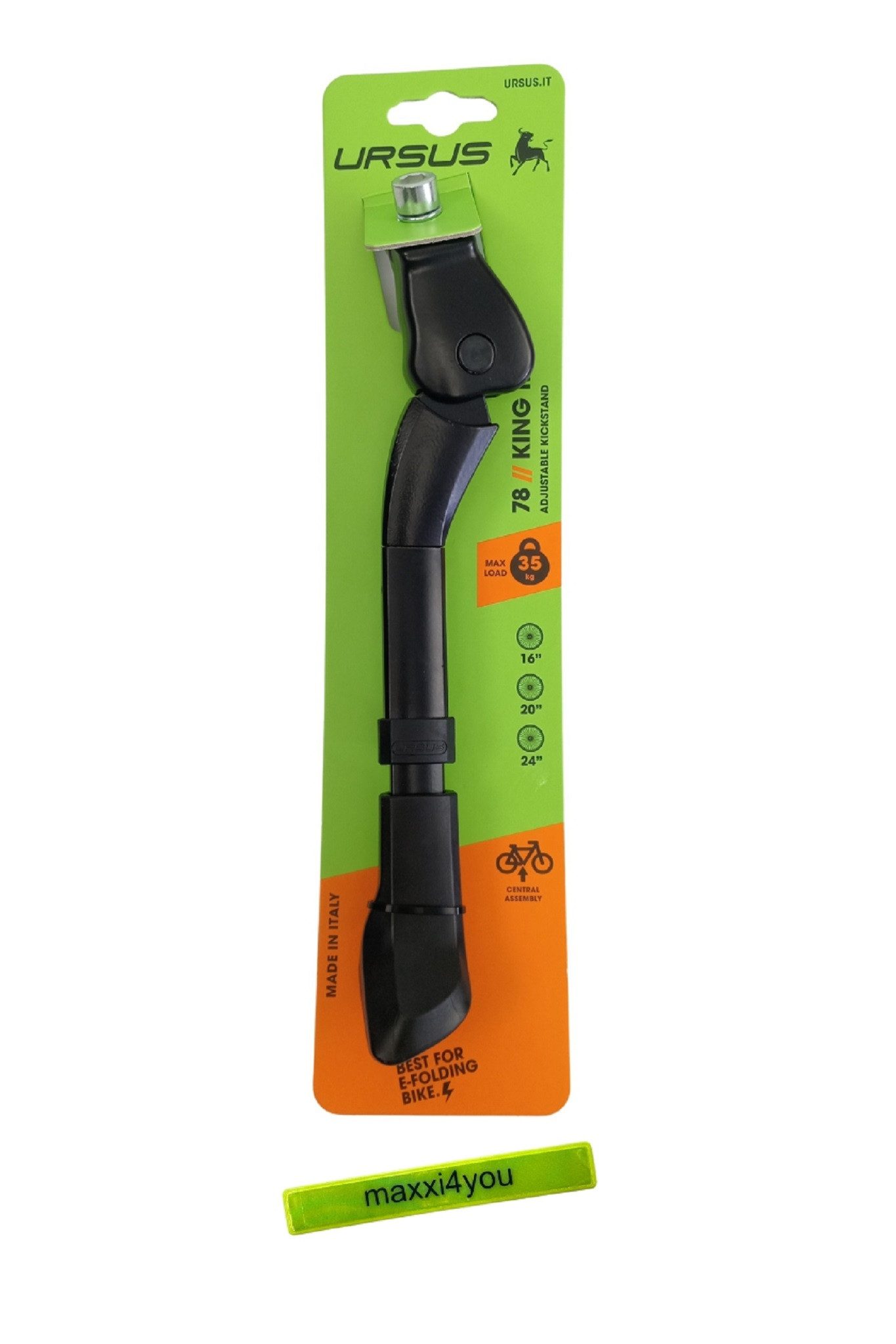 maxxi4you Fahrrad-Seitenständer Fahrrad Seitenständer Ursus "King" Mini - inkl. maxxi4you Reflexband