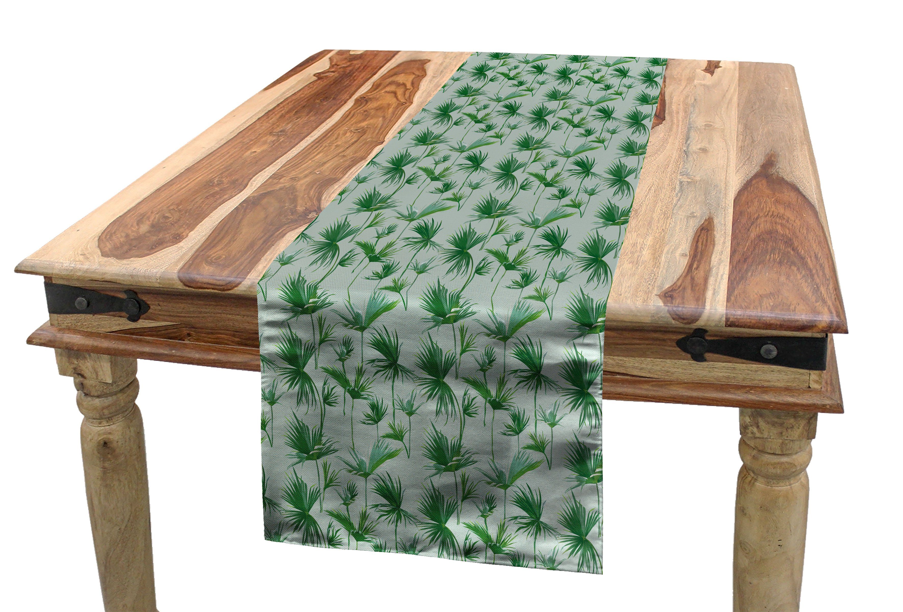 Abakuhaus Tischläufer Esszimmer Küche Rechteckiger Dekorativer Tischläufer, Exotisch Verstreute Palm-Blätter-Entwurf