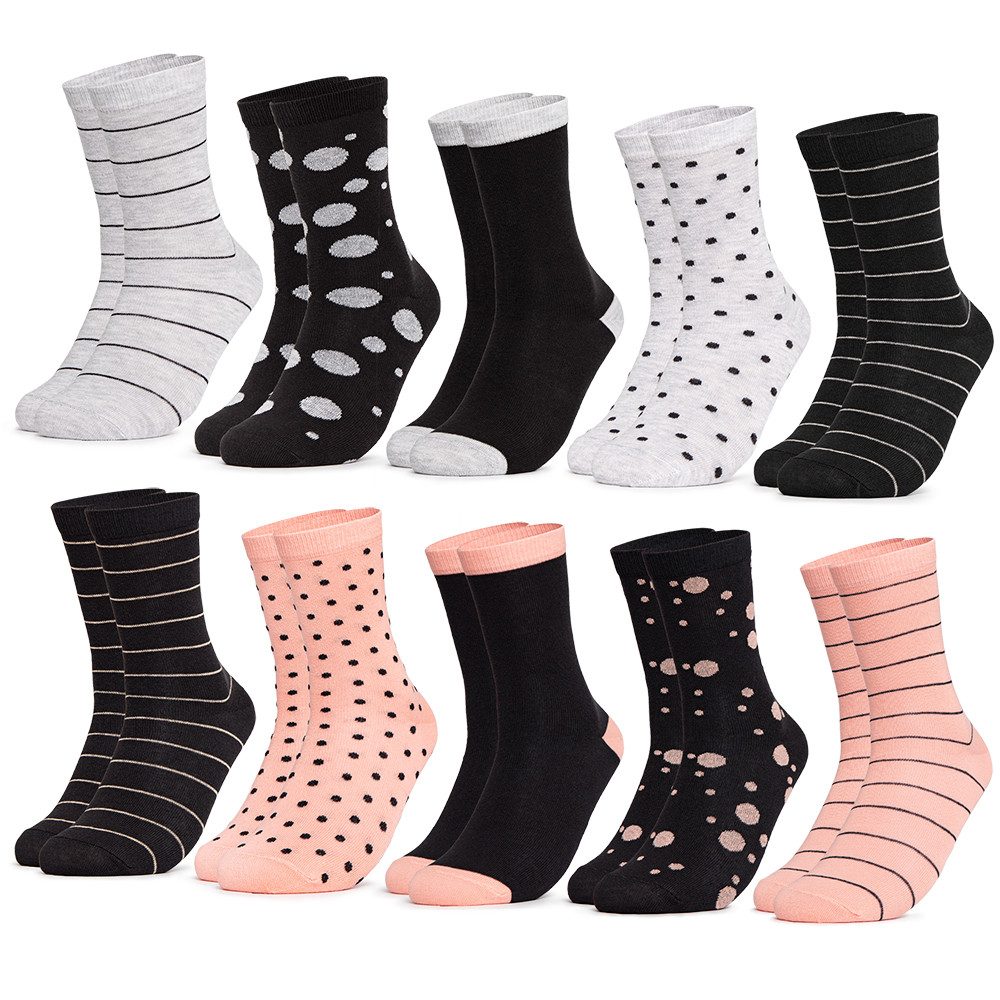 OCCULTO Basicsocken Damen Baumwollsocken 10er Pack (Modell: Lotte) (10-Paar)
