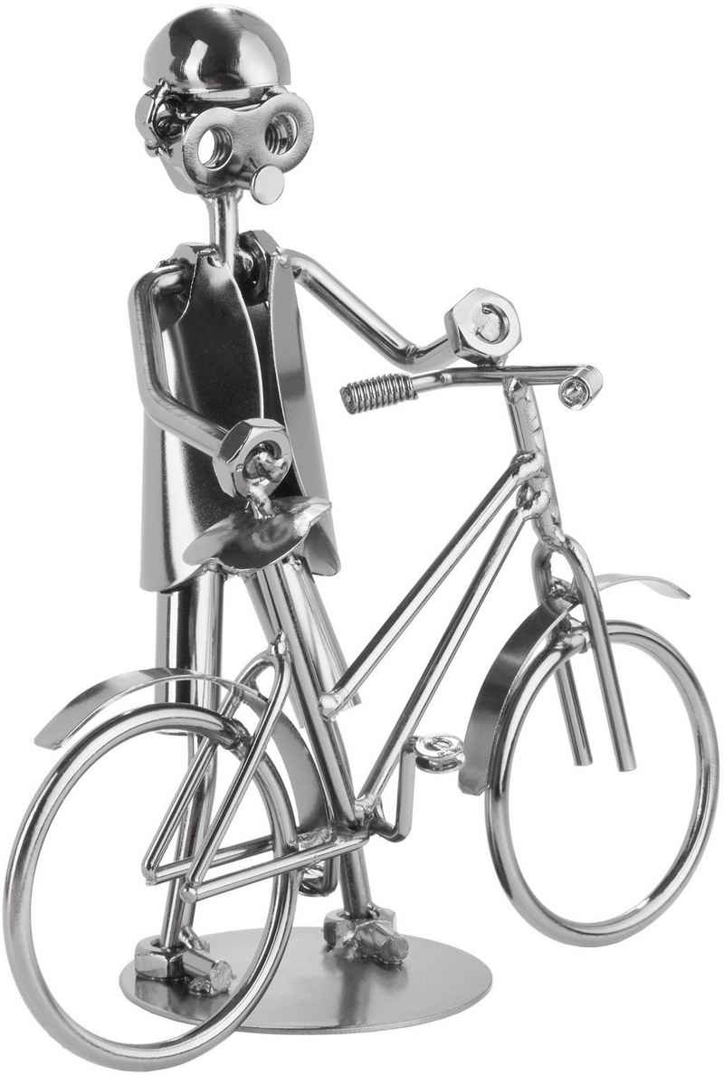BRUBAKER Dekofigur Metallskulptur Schraubenmännchen Fahrrad (1 St), kunstvolle Geschenkfigur für Fahrradfahrer*innen und Fahrradverkäufer*innen, Metallfigur