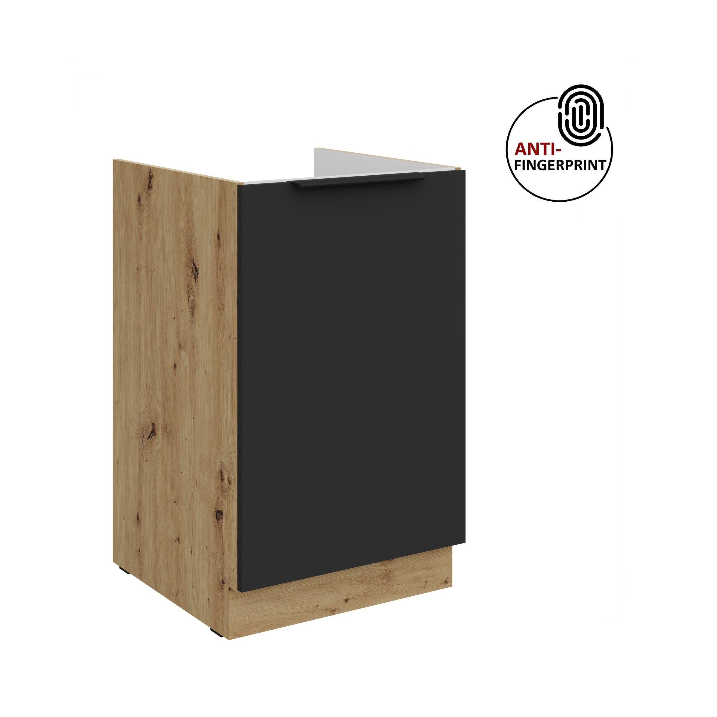 Küchen-Preisbombe Spülenunterschrank 50 cm Küche ARIA Schwarz ultra matt Anti Fingerprint Küchenzeile