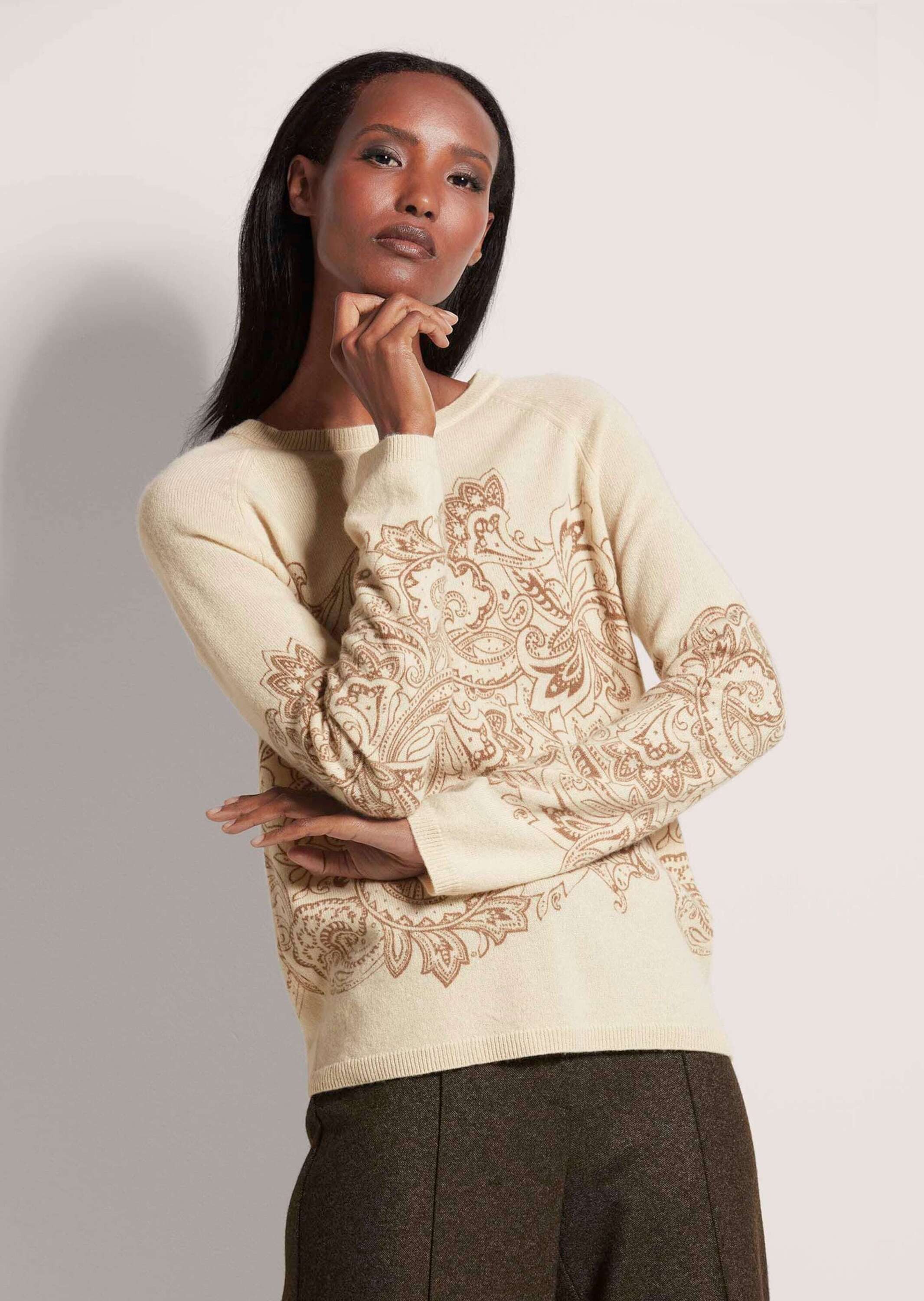 Strickpullover Kaschmir-Pullover mit wertvollem Druck