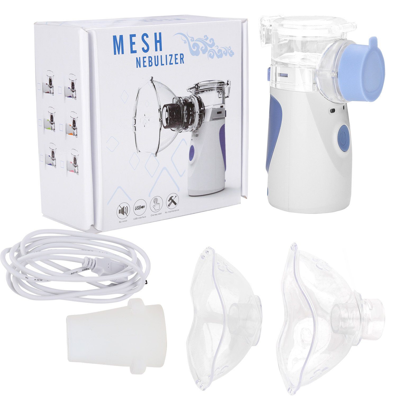 Lospitch Mini-Inhalator Inhaliergerät Tragbar Inhalator Vernebler für  Kinder Erwachsene USB, 2 Arten von Inhalationsmethoden