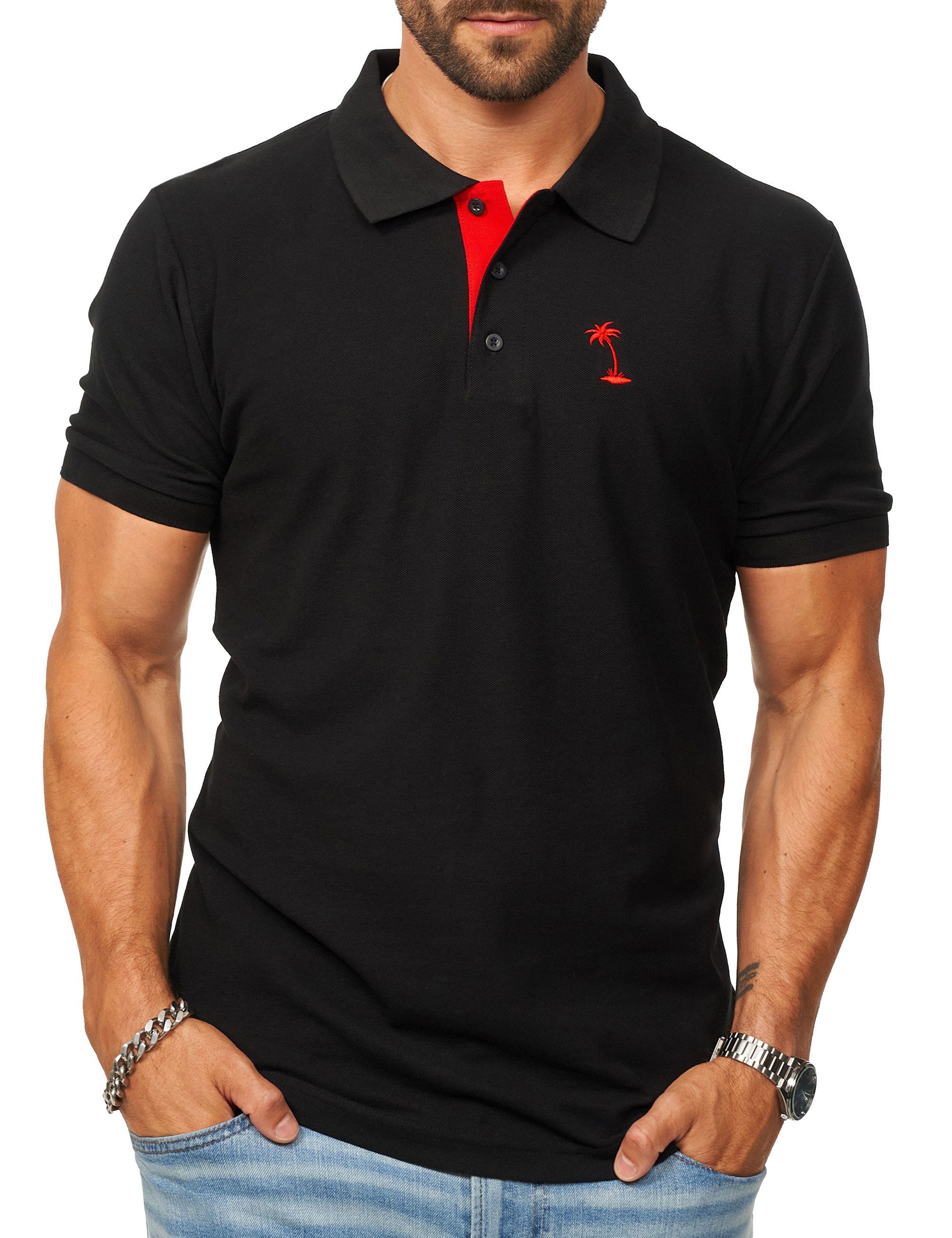 DAILY COTTON Poloshirt in Kurzarm als Freizeit Polo T-Shirt - Polo-Hemd für Herren (1-tlg) Männer Polohemd im Regular-Fit in Piqué-Qualität mit Palmen-Logo