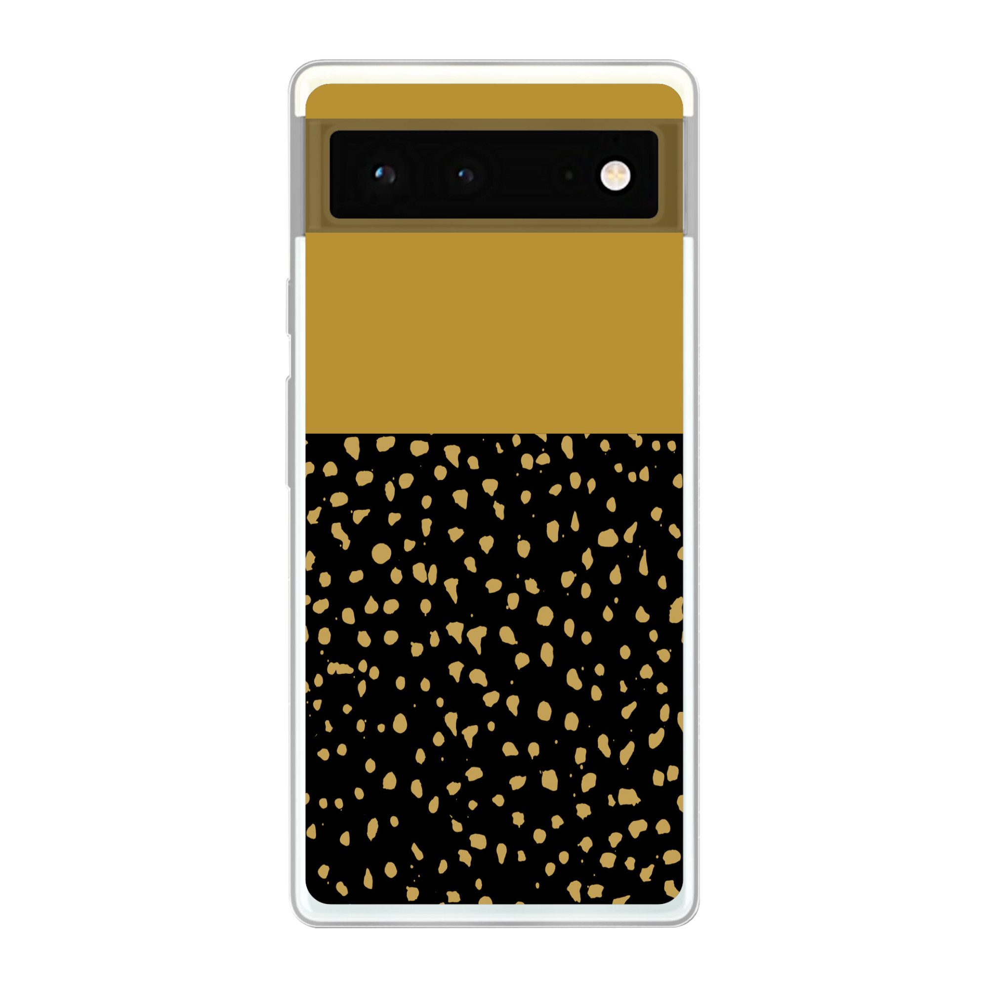 MuchoWow Handyhülle für Google Pixel 6 Polka dots - Ockergelb - Schwarz, Handy Case, Silikon, Bumper Case Dünn