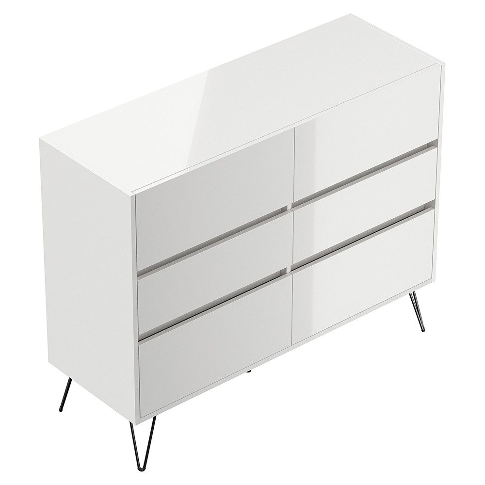 Lomadox Sideboard INDIANAPOLIS-02, 120cm breit, weiß Hochglanz, grifflos