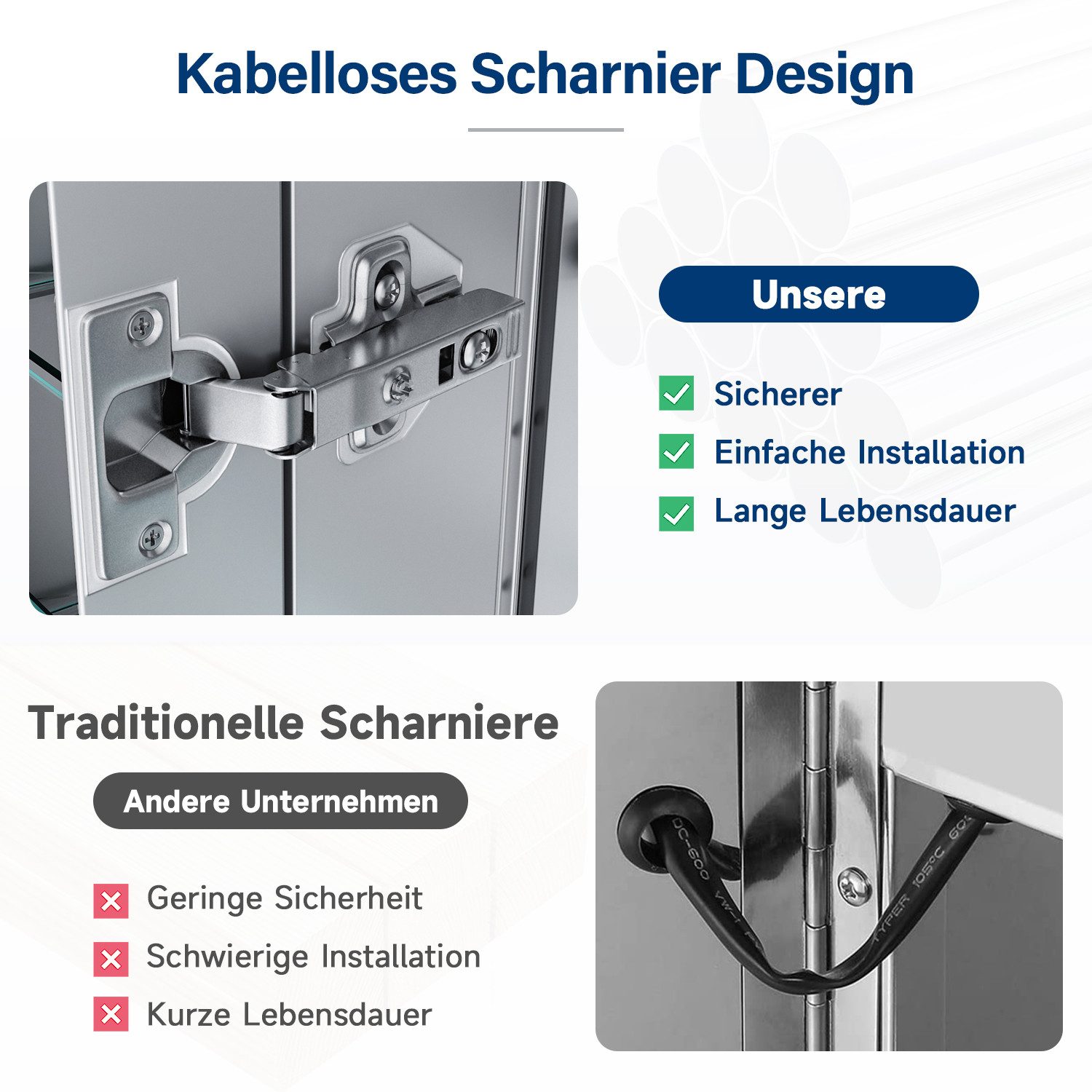 SONNI Spiegelschrank Edelstahl Badezimmerschrank mit LED-Beleuchtung 105x65cm Touch-Sensor, IP44 wasserfest & korrosionsbeständig