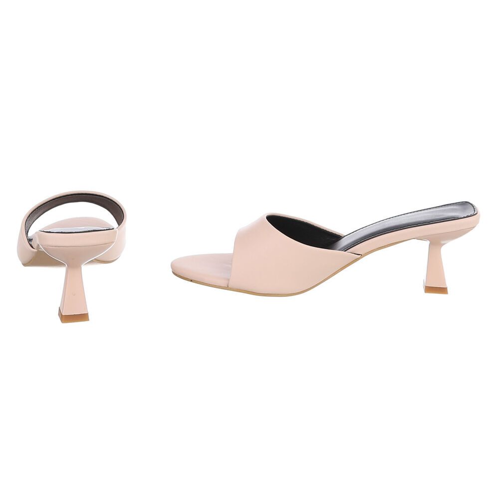 Ital-Design Damen Sandale Blockabsatz Slip-On elegant sommerlich Pantolette (91895735) Pfennig-/Stilettoabsatz Sandalen & Sandaletten in Beige – Bild 5 von 5