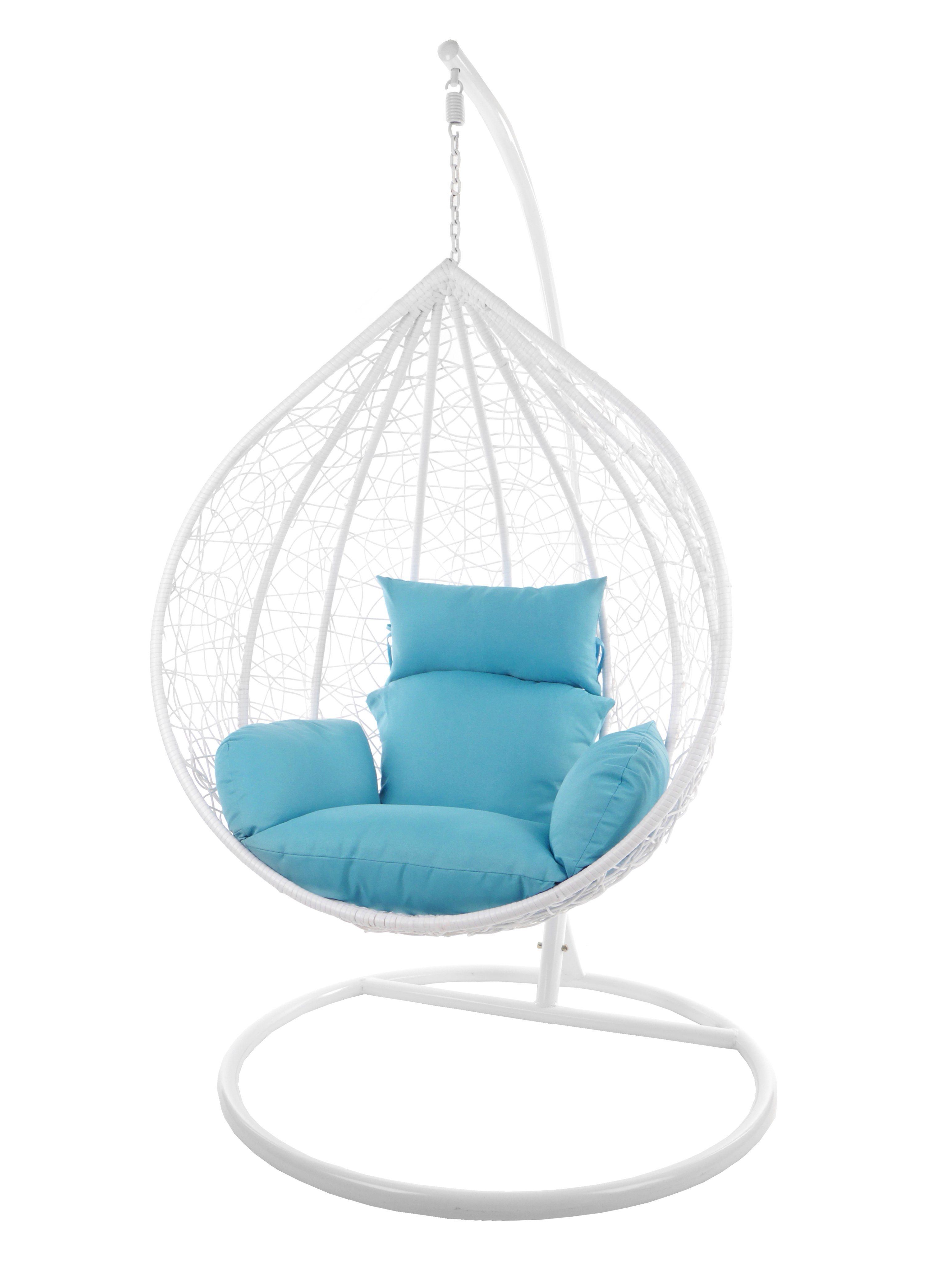 KIDEO hellblau mit Hängesessel Chair, XXL und (5050 Swing großer weiß, Loungemöbel, MANACOR Hängesessel skyblue) weiß Hängesessel Kissen, Gestell