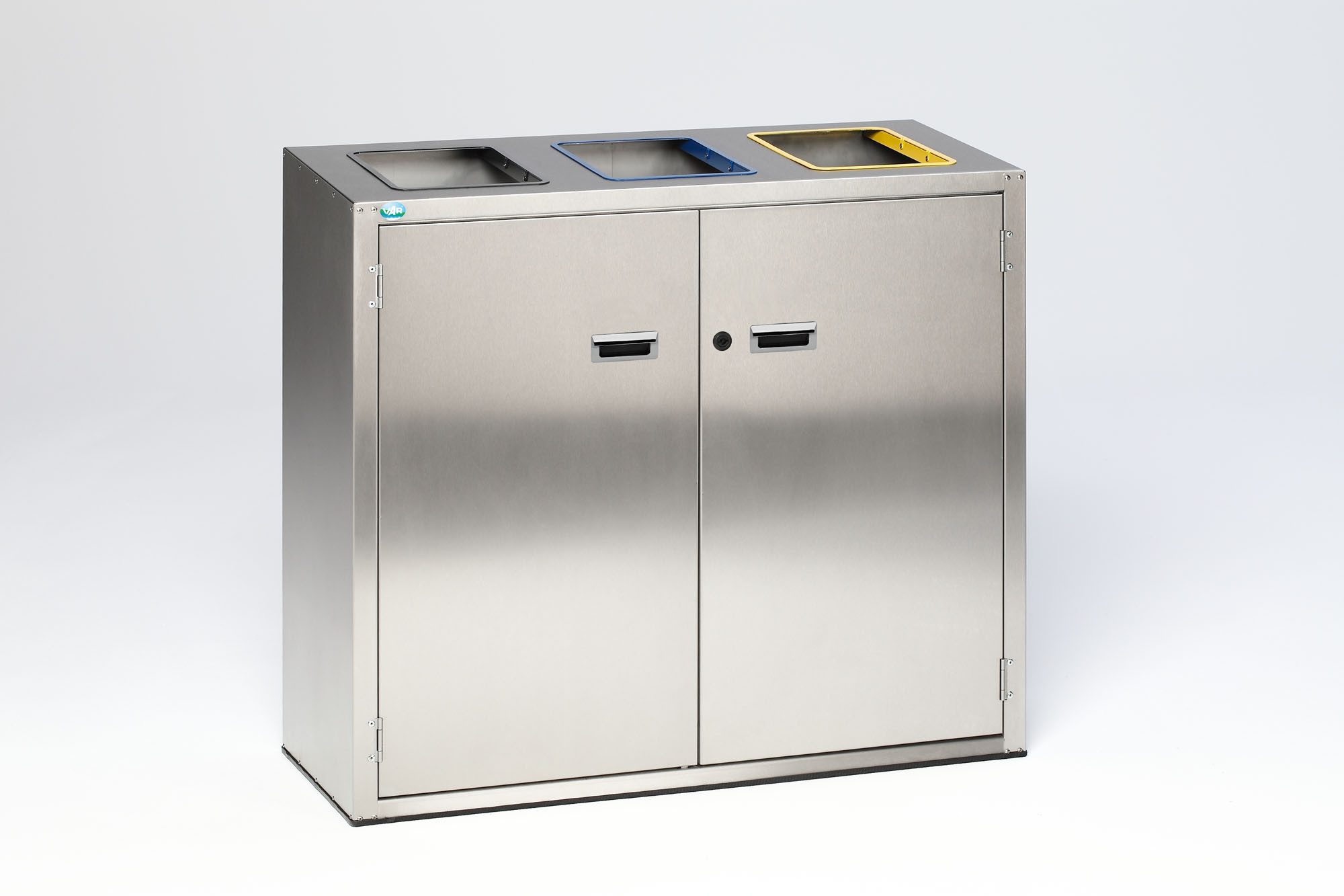Mülleimer Wertstoffsortiersystem 3 Einwurfklappen 127L 90x100x43 Edelstahl