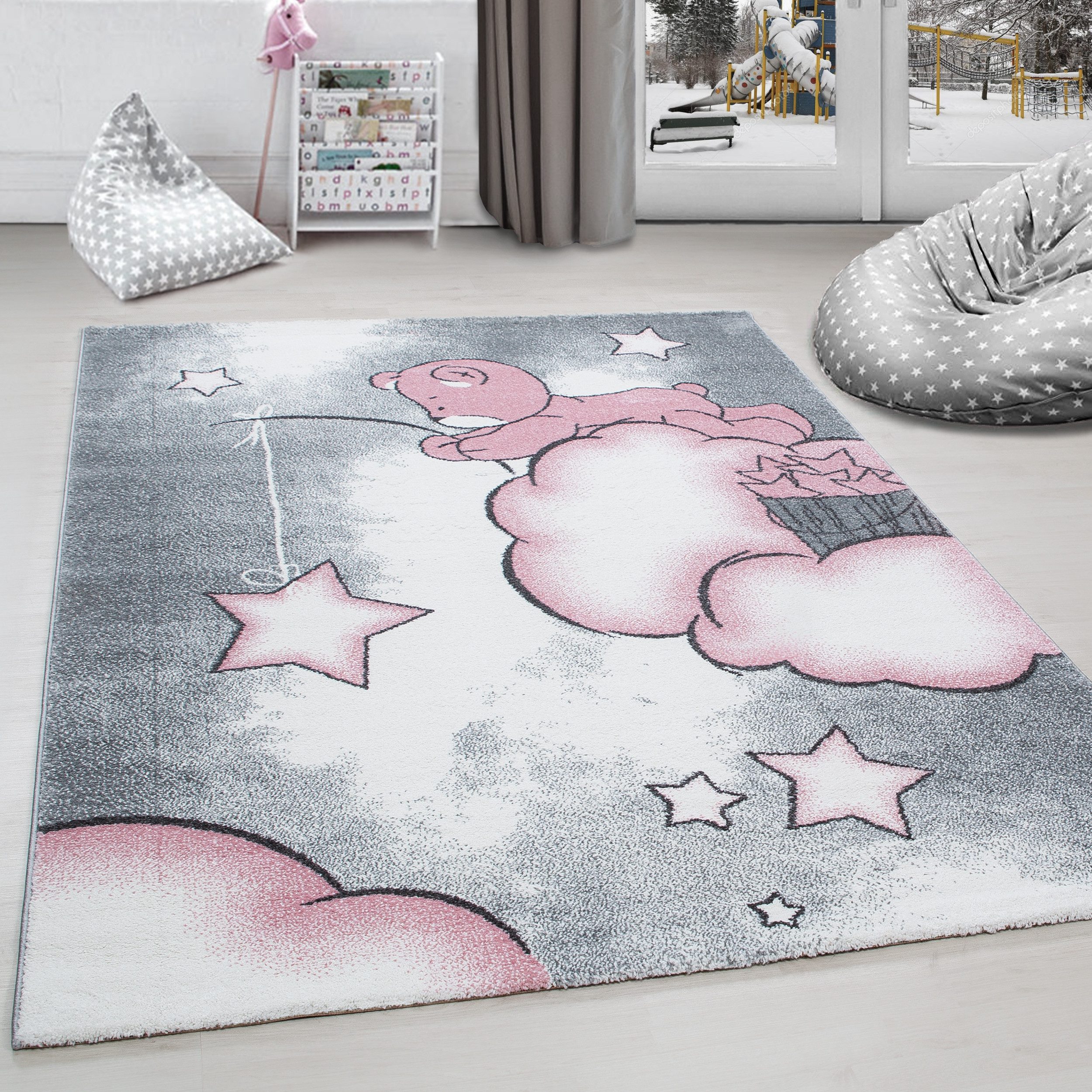 Kinderteppich Bär Design, Carpettex, Дорожка, Höhe: 11 mm, Kinderteppich Bär-Design Rosa Baby Teppich Kinderzimmer Pflegeleicht