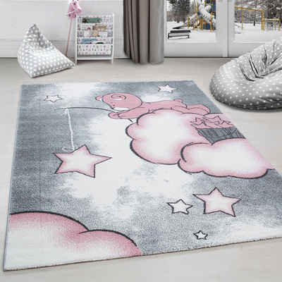 Kinderteppich Bär Design, Carpettex, Läufer, Höhe: 11 mm, Kinderteppich Bär-Design Rosa Baby Teppich Kinderzimmer Pflegeleicht