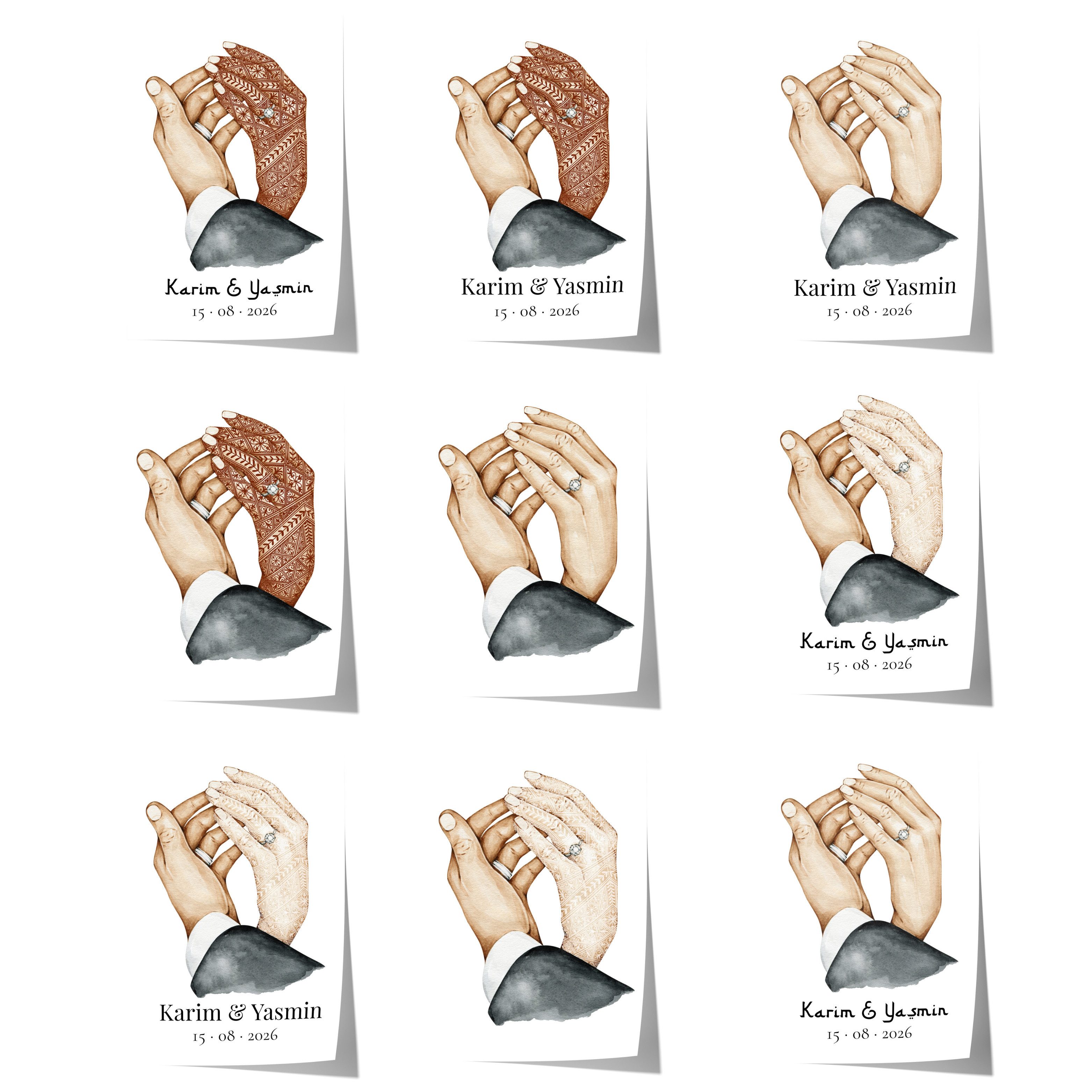 JUSTGOODMOOD Poster Personalisierte Hände Paar Geschenkidee Hochzeit Verlobung Liebe llust, F (1 St)