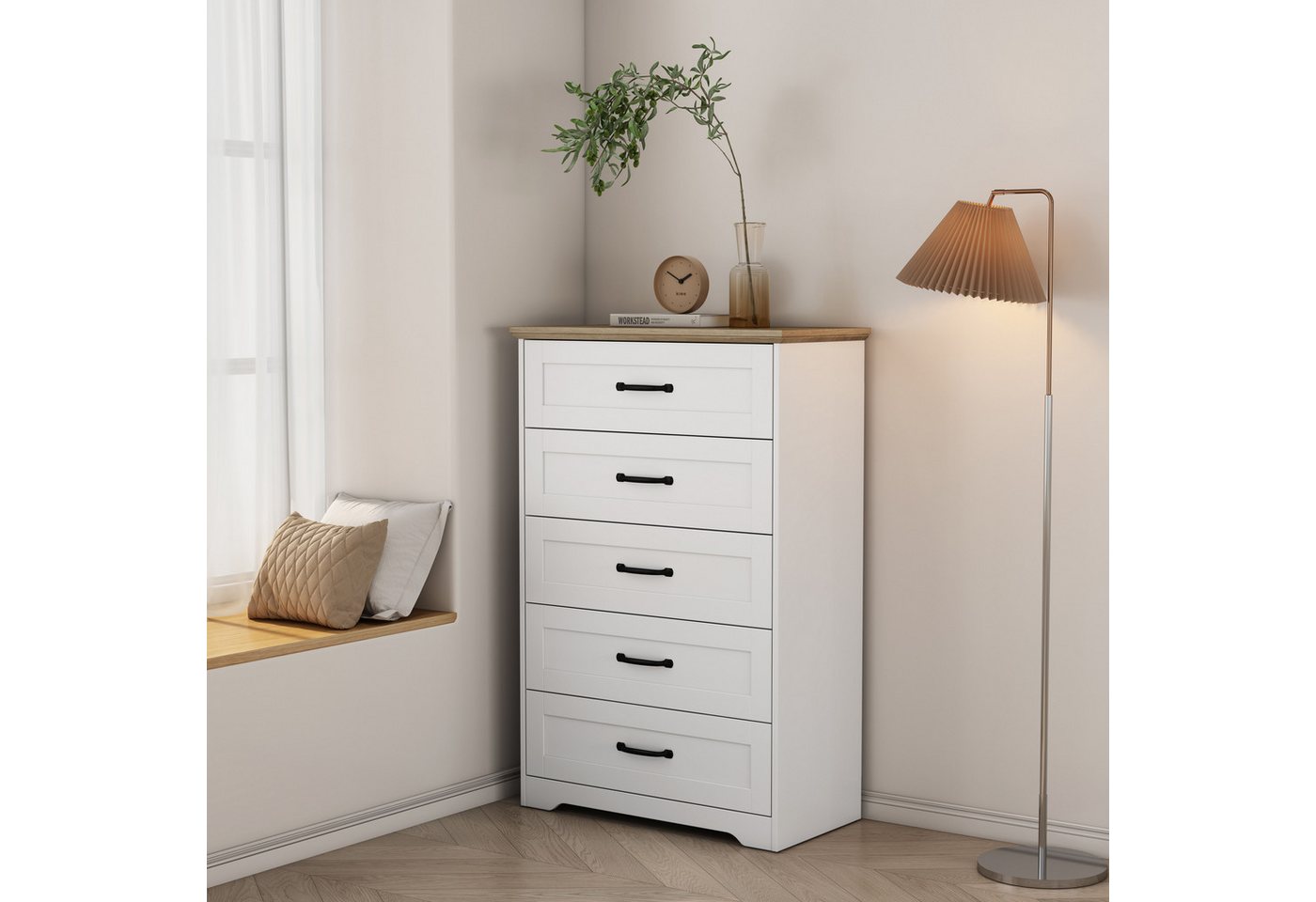 OTTO home Schubkastenkommode Emmilia Sideboard im Landhaus Design (Kommode mit viel Stauraum im Schlafzimmer), Schubladenschrank Sideboard Wäscheschrank Skandi Design