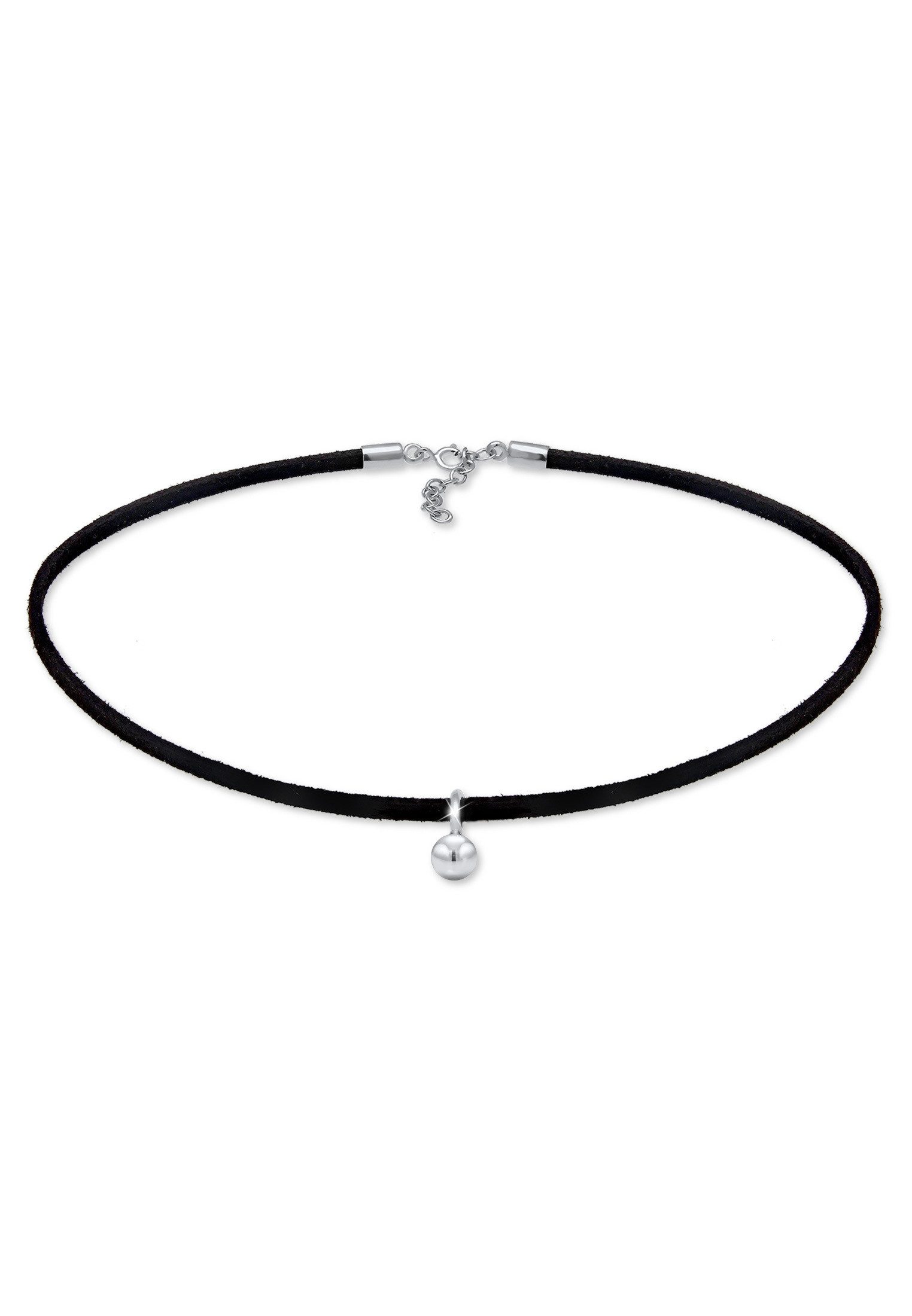Elli Collier Choker Velour Schwarz mit Anhänger Kugel Silber
