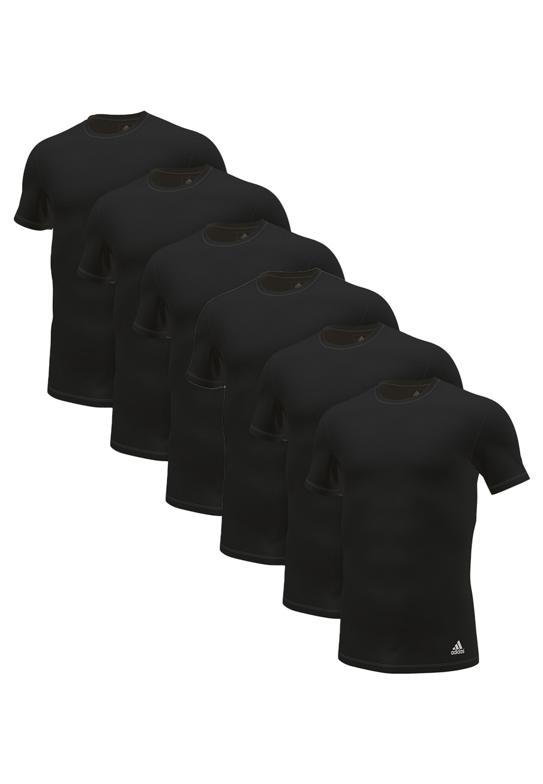 adidas Sportswear Unterhemd 6er Pack Active Core Cotton (Spar-Set, 6-St) Unterhemd / Shirt Kurzarm - Baumwolle - Legere Passform Schwarz | Unterhemden