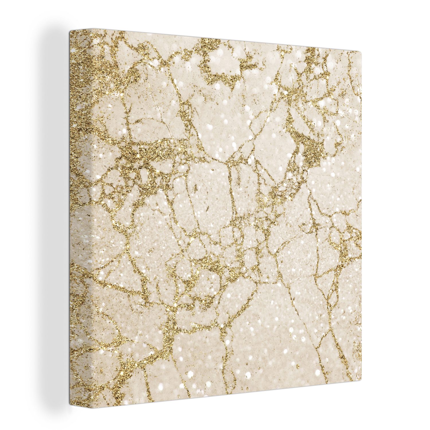 Glitter, Leinwandbild Marmor - OneMillionCanvasses® Bilder (1 Leinwand Wohnzimmer Schlafzimmer für St), - Gold