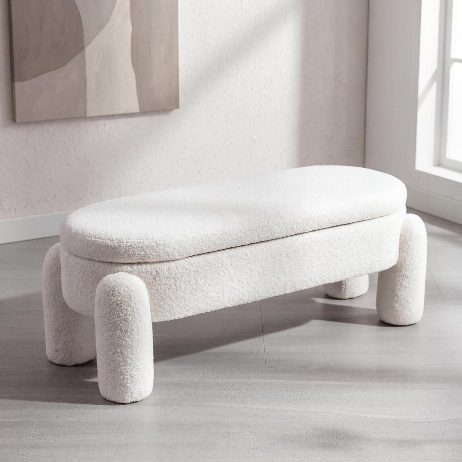 LuxusKollektion Bettbank Sitzhocker mit Stauraum 114cm weiß (1-St)