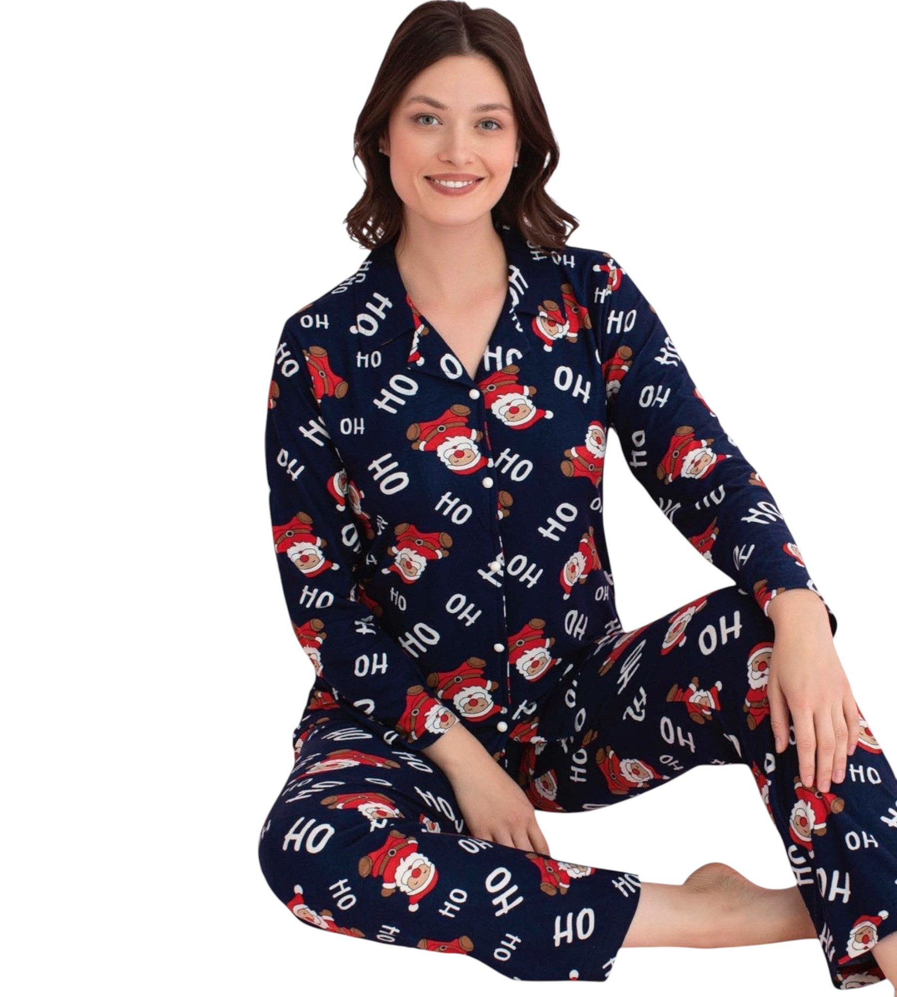 fashionshowcase Pyjama Damen Weihnachts-Schlafanzug Winter Hausanzug günstig online kaufen