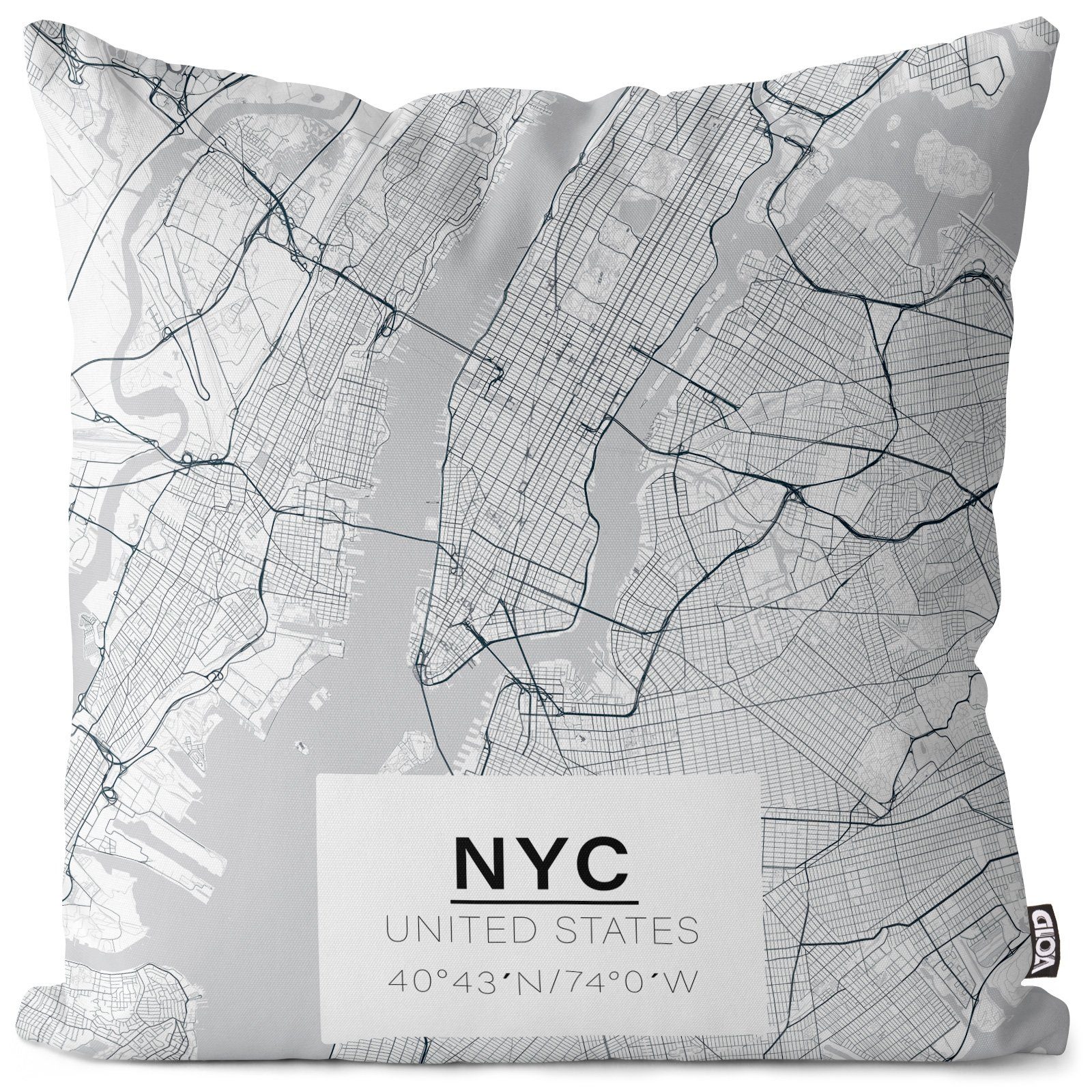 Stadtkarte NYPD Urlaub States United (1 Städte Skyline VOID Hochhäuser Flagge Andenken Sofa-Kissen Stück), City Amerika Stadtplan Kissenbezug, Reise USA