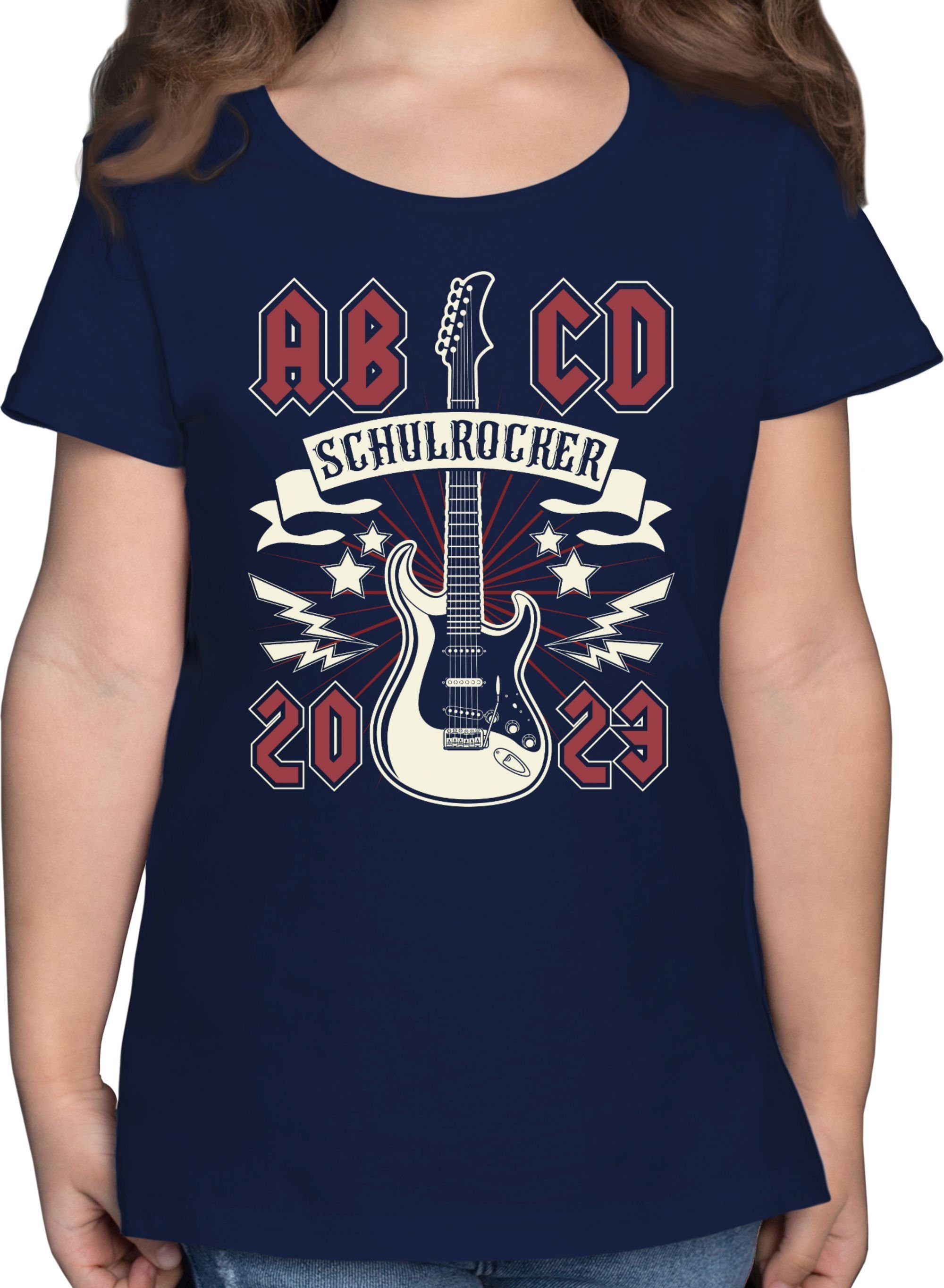 Shirtracer T-Shirt ABCD Schulrocker Einschulung Mädchen 3 Dunkelblau