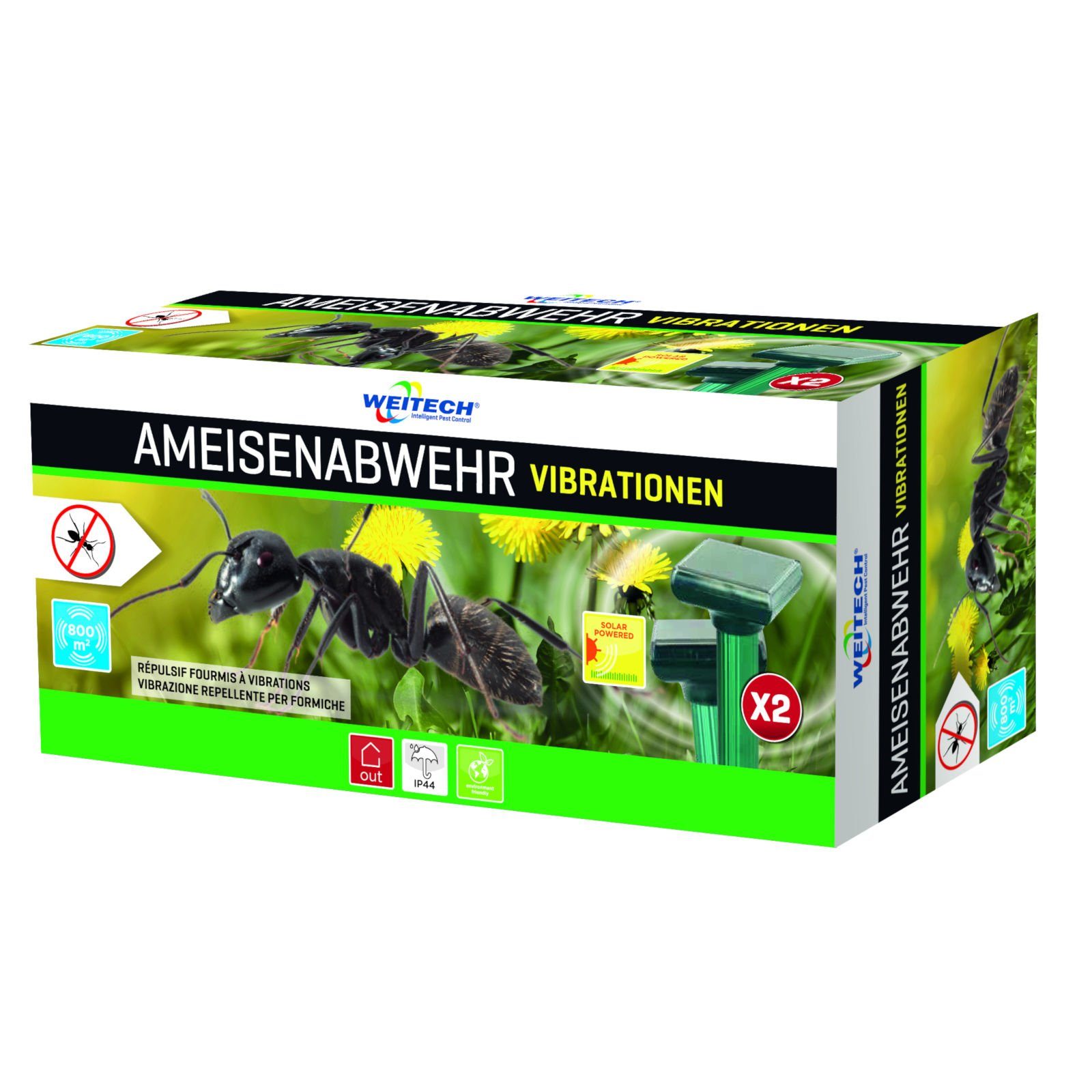 Ultraschall-Tierabwehr Solar Ameisen Vertreiber mit Vibration Doppelpack