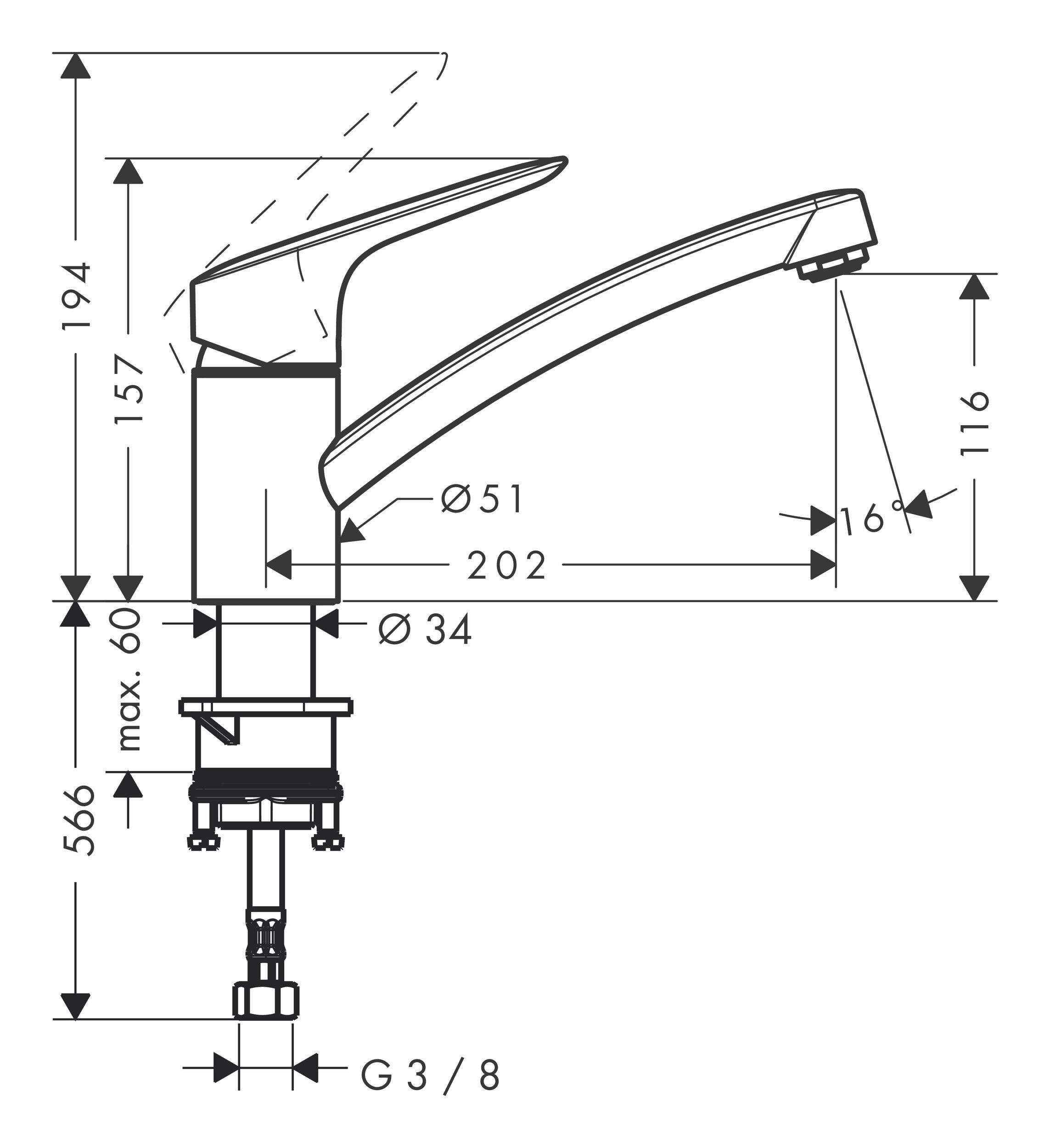 Logis Einhebel-Küchenmischer M31 Chrom 120 hansgrohe 1jet Küchenarmatur -