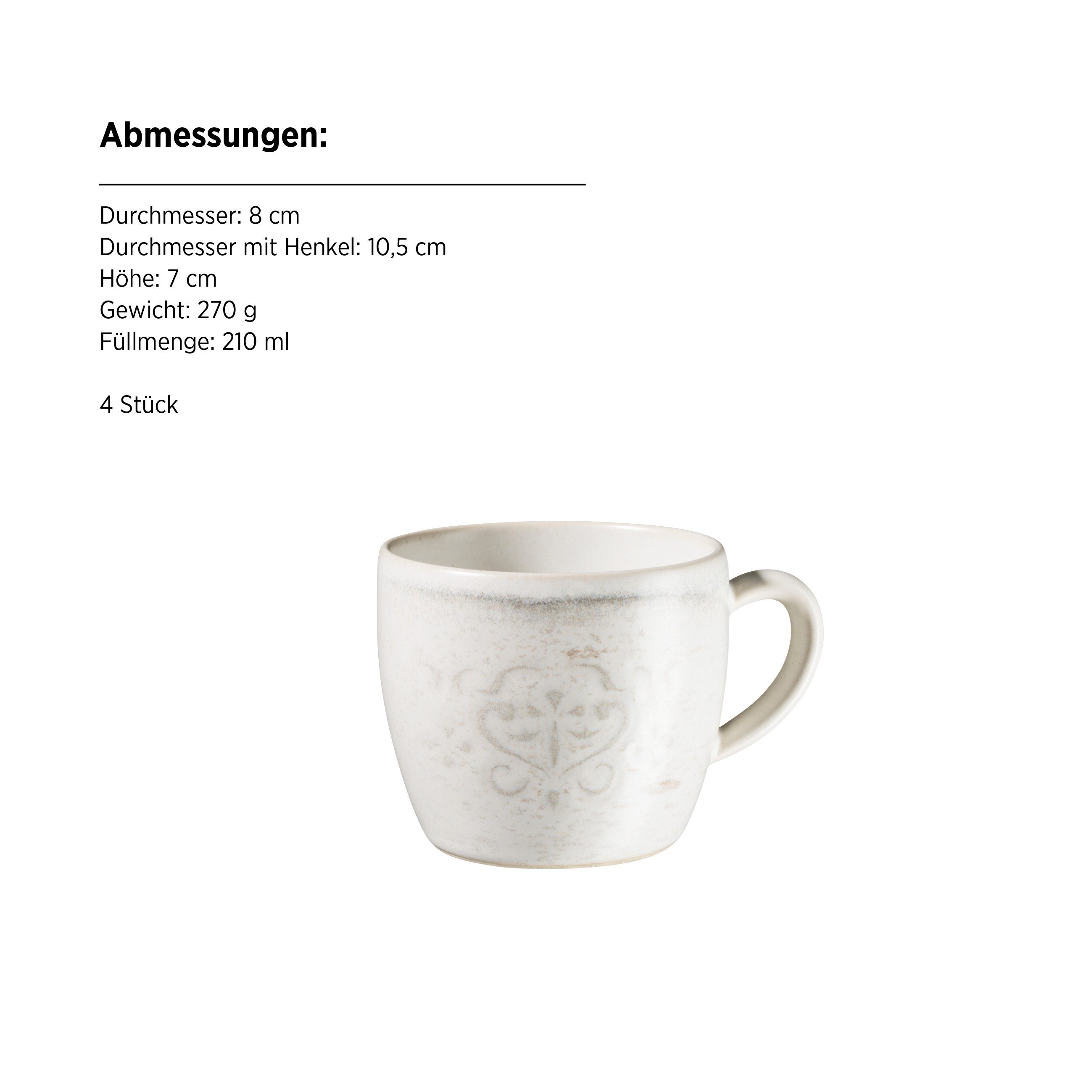MÄSER Tasse Rubio, 8-tlg., Steinzeug