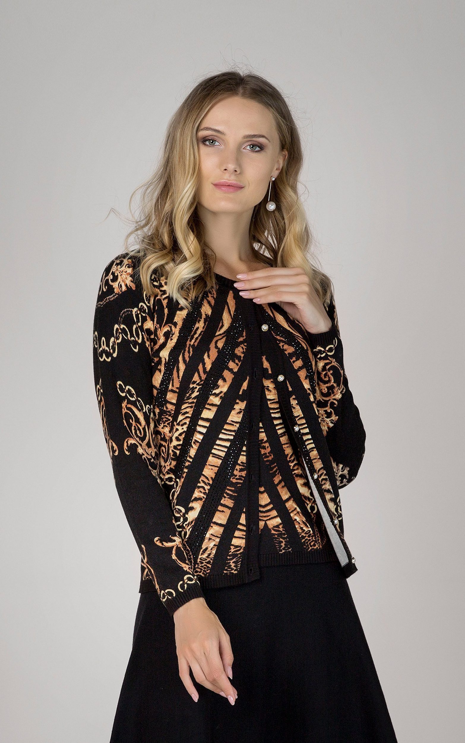 Passioni 2-in-1-Strickjacke Twinset mit Mustermix und günstig online kaufen