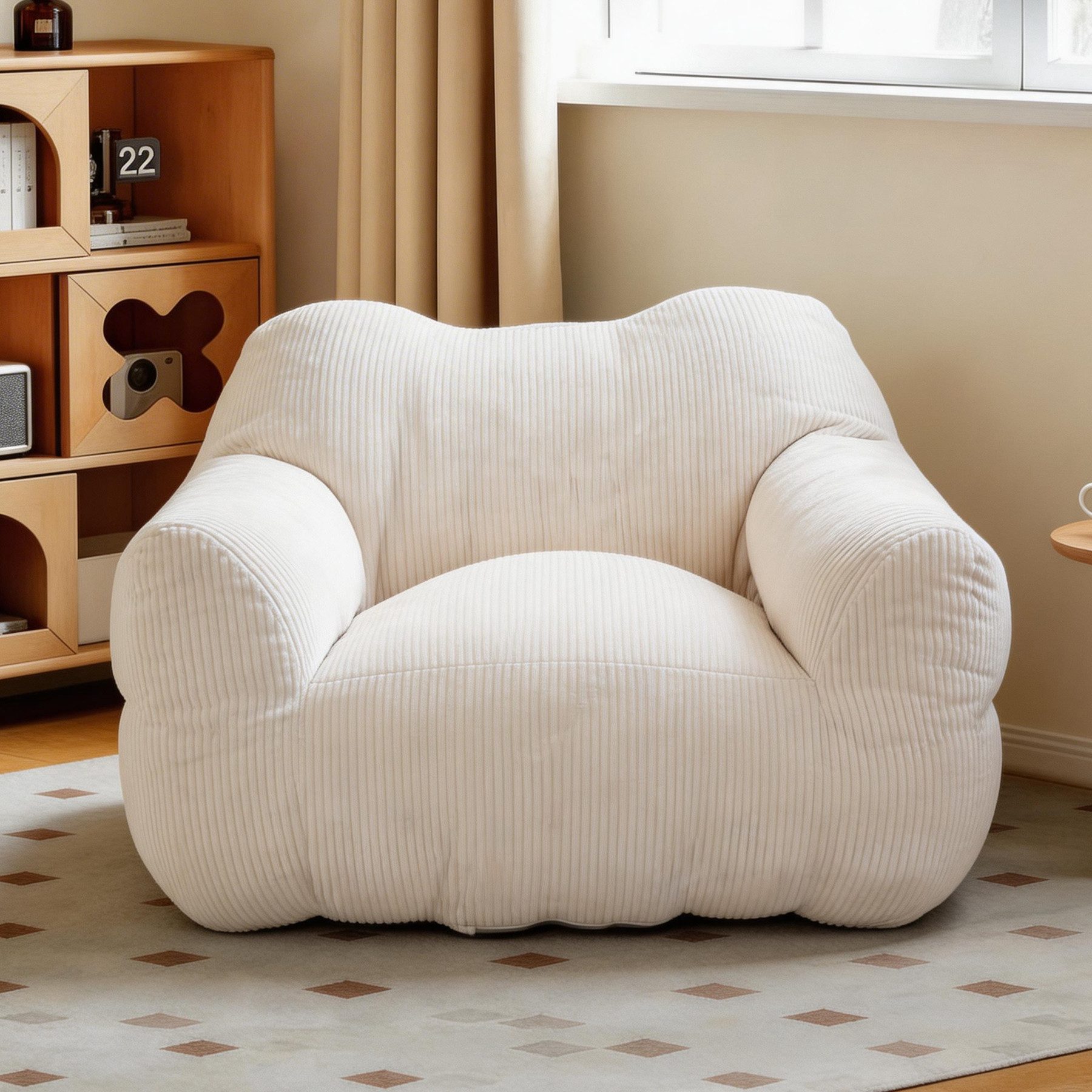 HomeMiYN Sitzsack L115CM XXL Lounge-Sack Riesen Sitzsack aus Cord „Cube“ für Wohnzimmer (1 St), für Kinder & Damen, viele Farben, superweich gefüllt