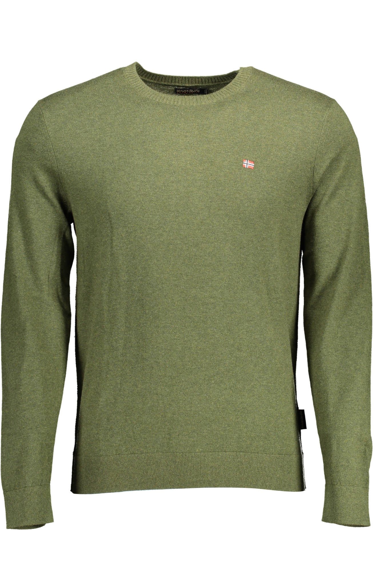 Napapijri В'язані светри Grüner Langarm-Pullover für Herren mit Stickerei und Rundhalsausschn