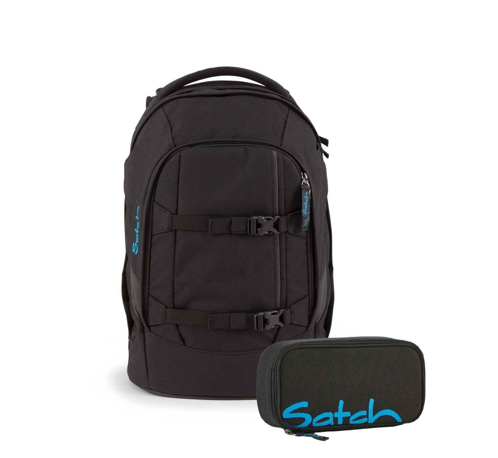 Satch Ранцы Schulrucksack-Set PACK Black Bounce 2-teilig (2-teilig), Laptop-Fach, Your-Size-System, Ранцы