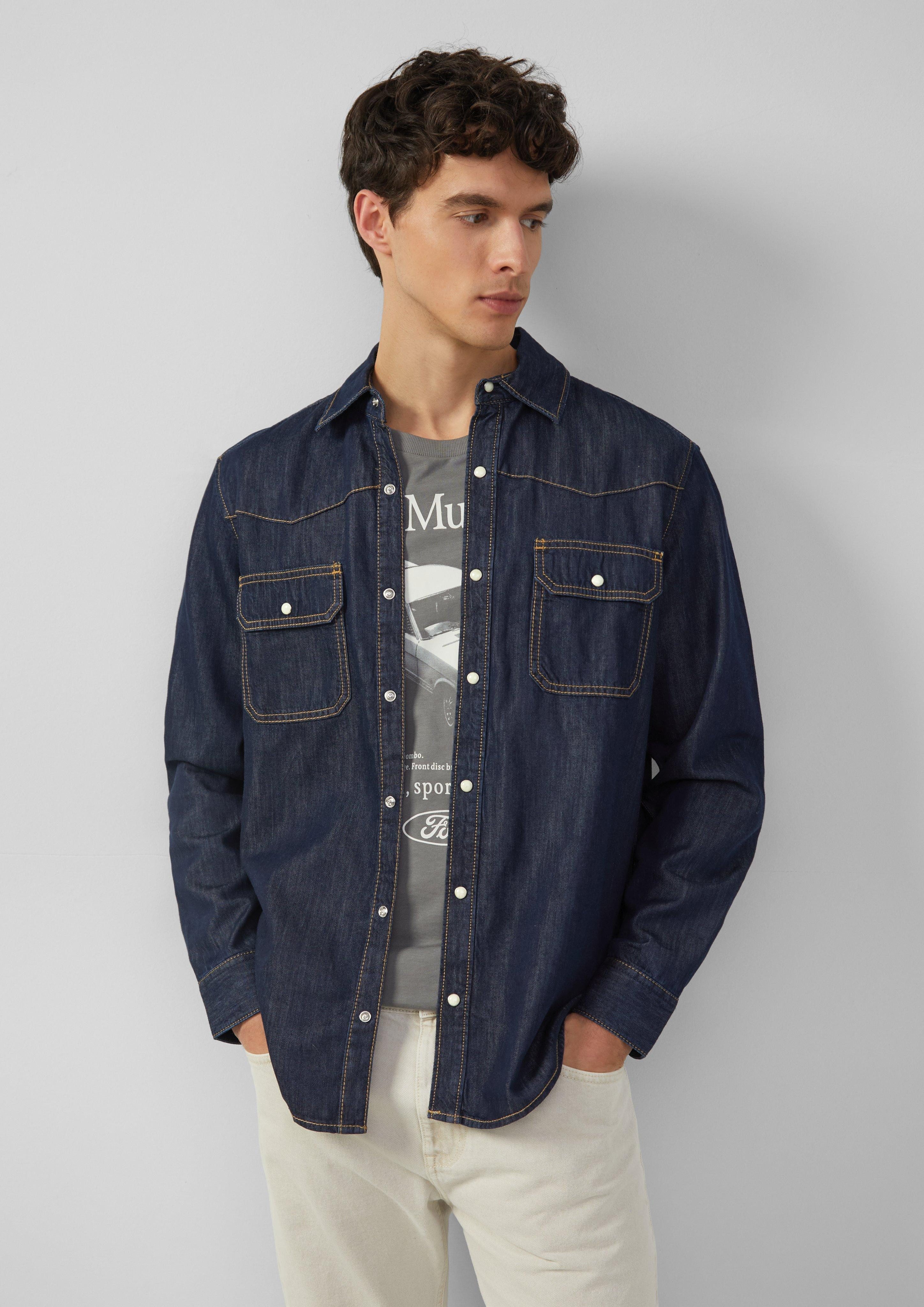 Langarmhemd Regular Fit: Denim-Hemd im Western-Stil