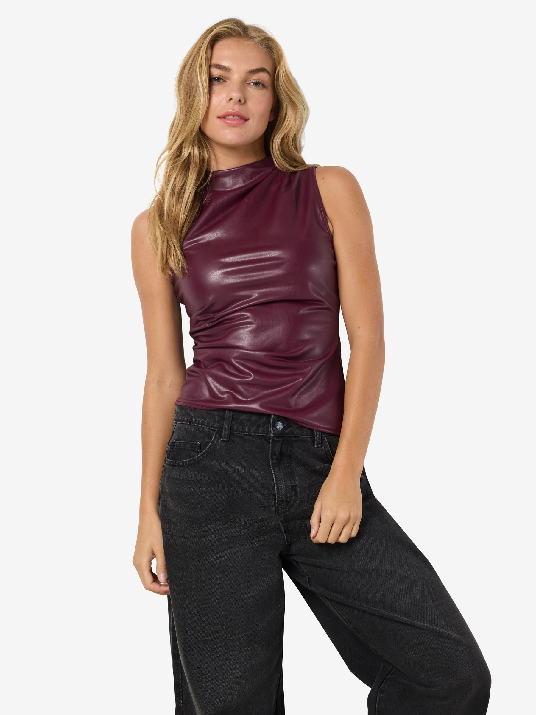 Noisy may Shirttop figurbetont, mit Stehkragen und glänzendem Finish NMDAND günstig online kaufen