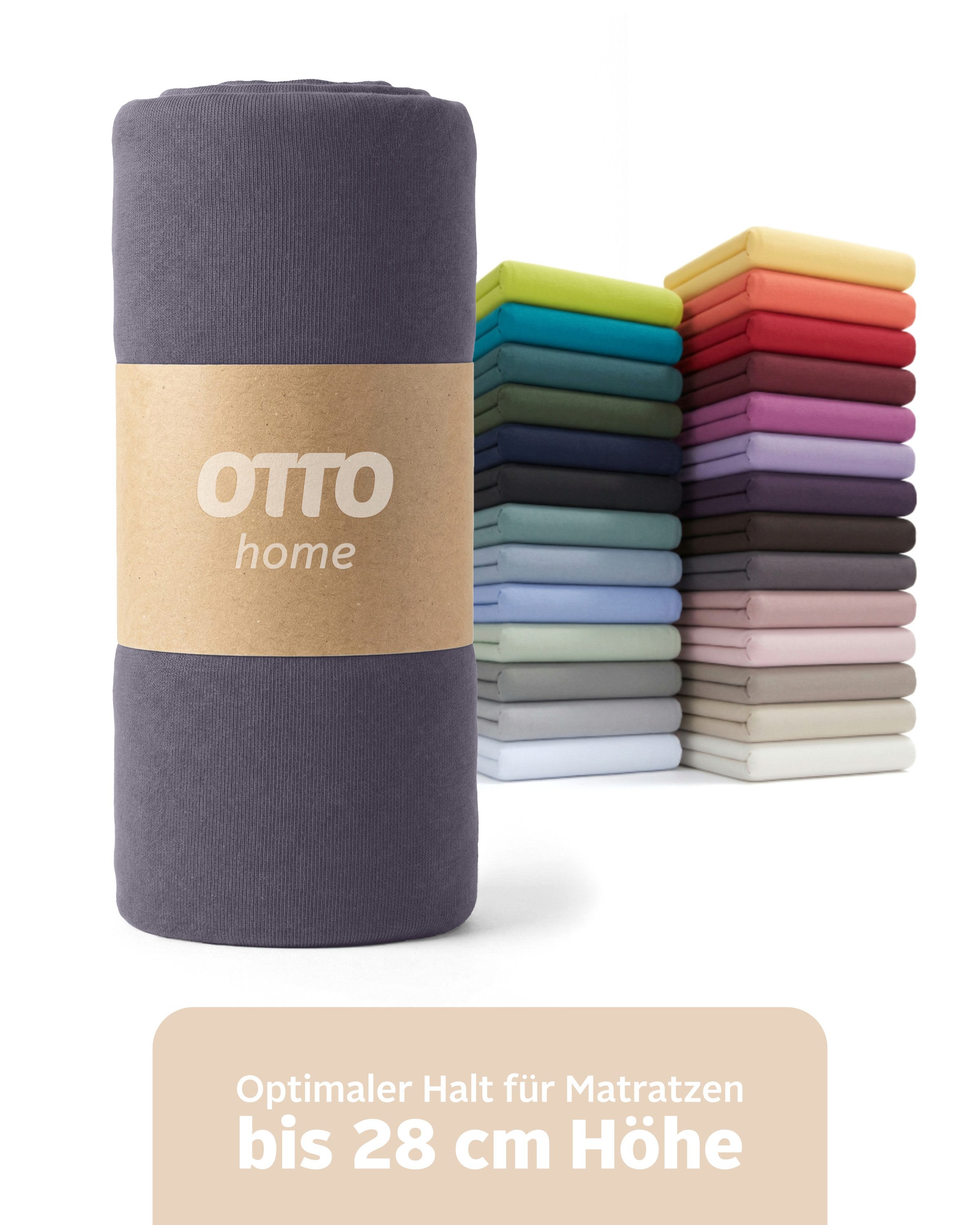 OTTO home Spannbettlaken BLACKBERRY in PREMIUM und BASIC Qualität, 100% Baumwolle, Jersey (110 g/m), Gummizug: rundum, (1 Stück), für hohe Matratzen bis 28 cm, Bettlaken, Spannbetttuch, Boxspring